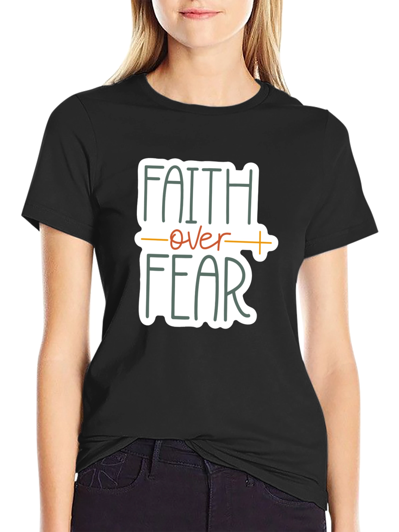 Black Faith Over Fear Graphic Tee - Unisex Black T-Shirt view 2
