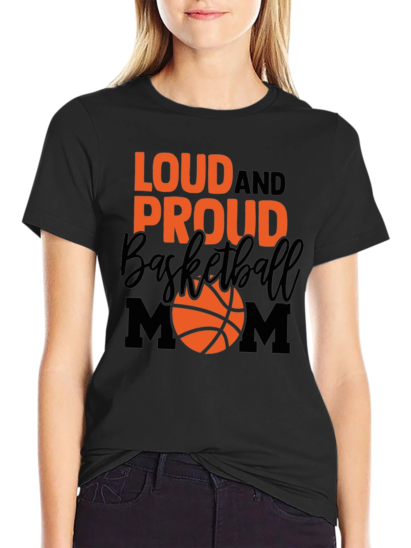 Black Loud and Proud Basketball Mom T-Shirt view 2