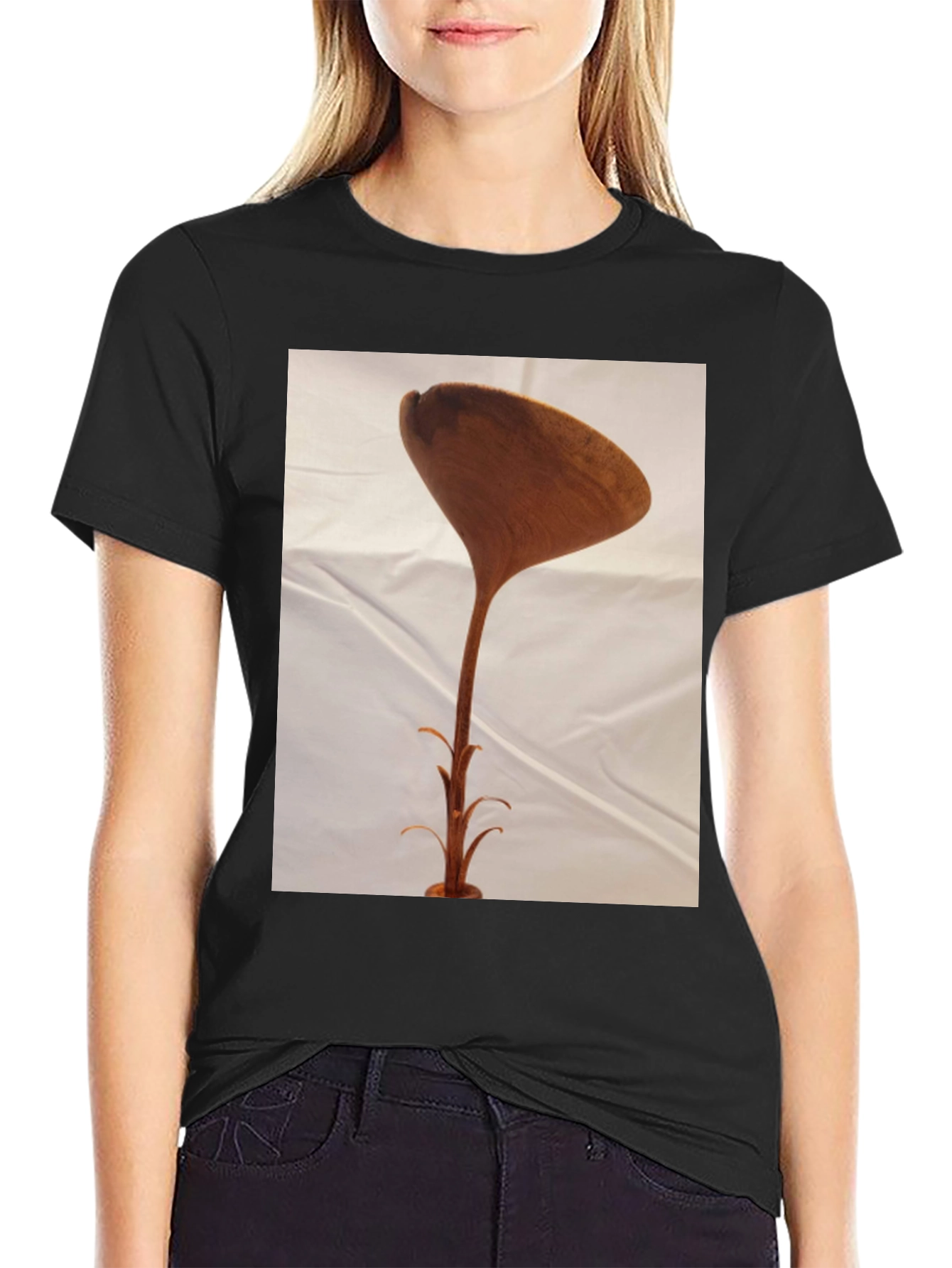Black Unique Wooden Sculpture T-Shirt view 2