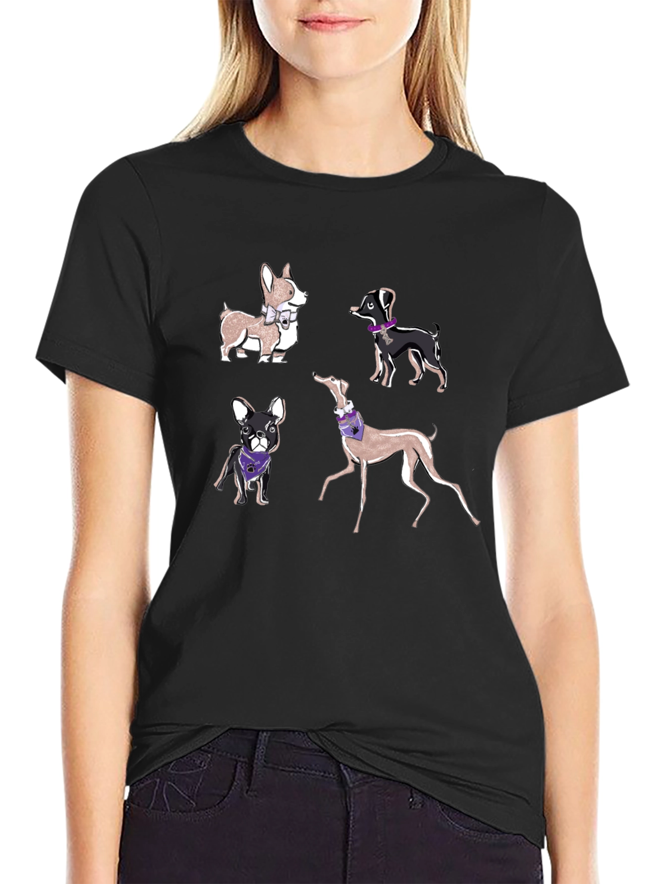 Black Dog Breeds T-Shirt view 2