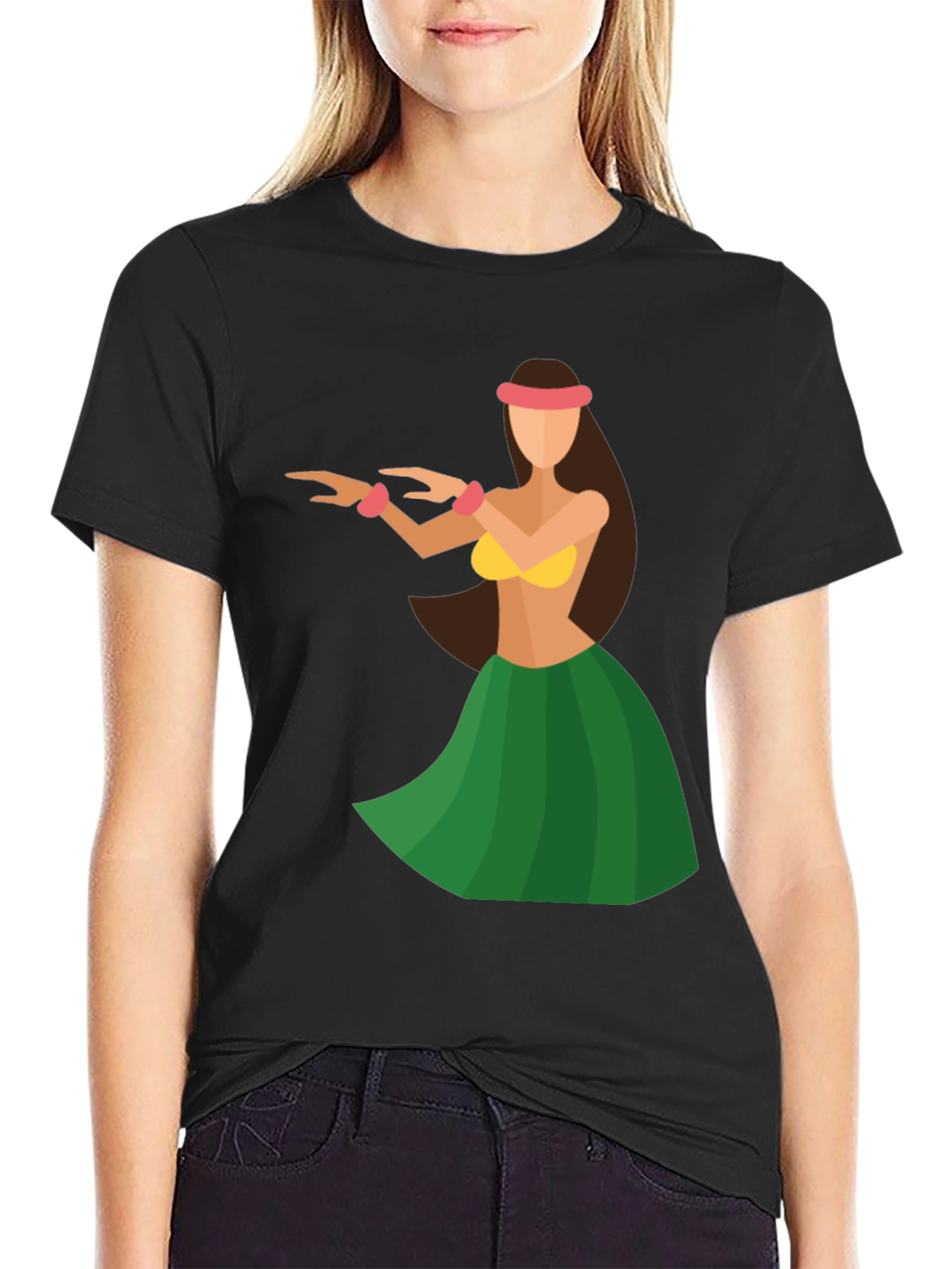 Black Hula Dancer Graphic Tee - Tropical Vibe view 2