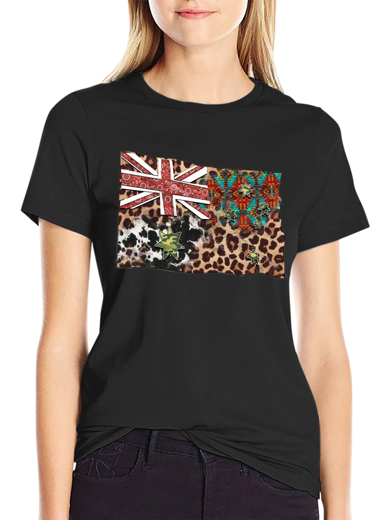 Black Novelty Print Black T-Shirt view 2