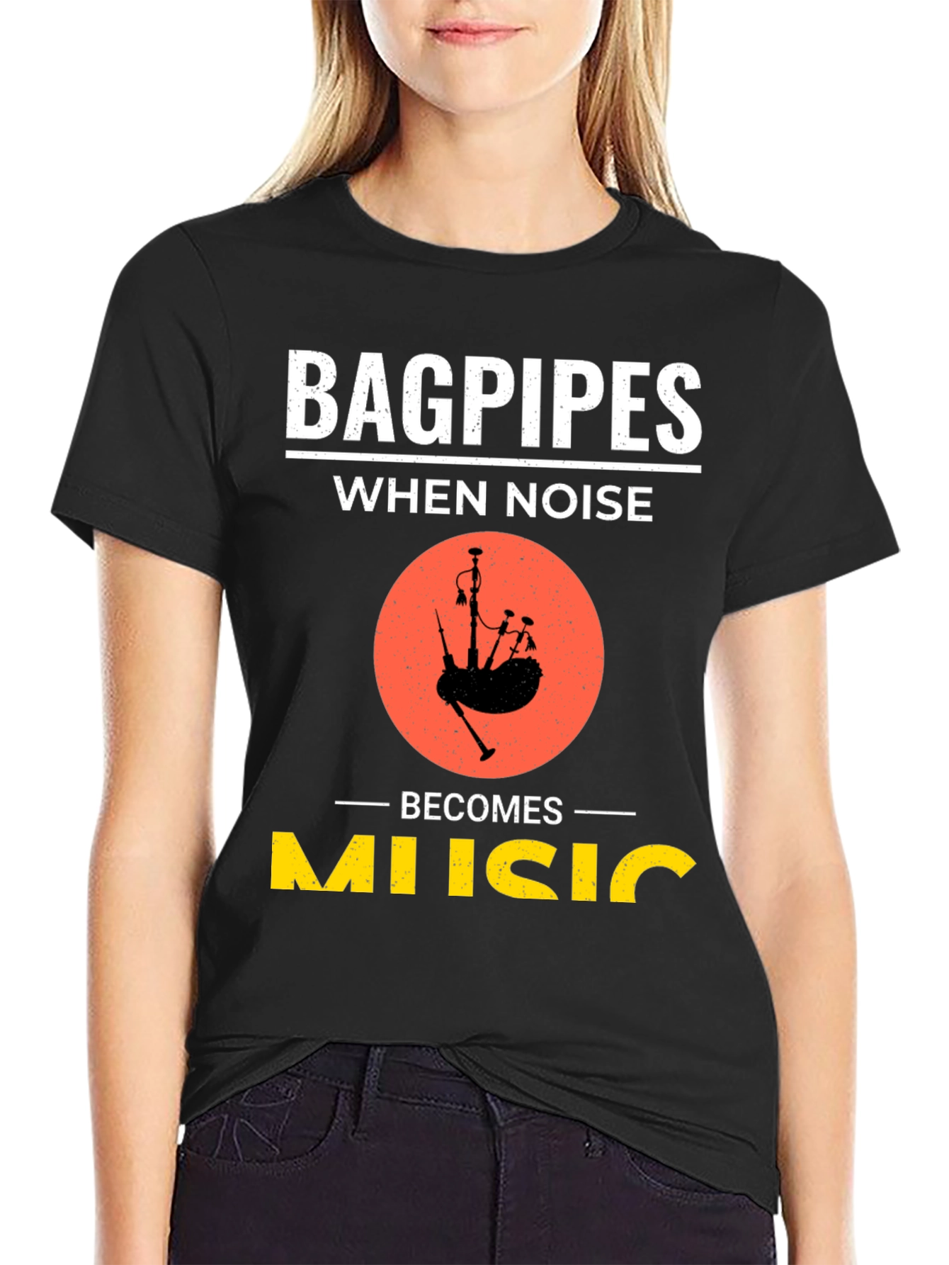 Black Bagpipes When Noise Becomes Music T-Shirt view 2
