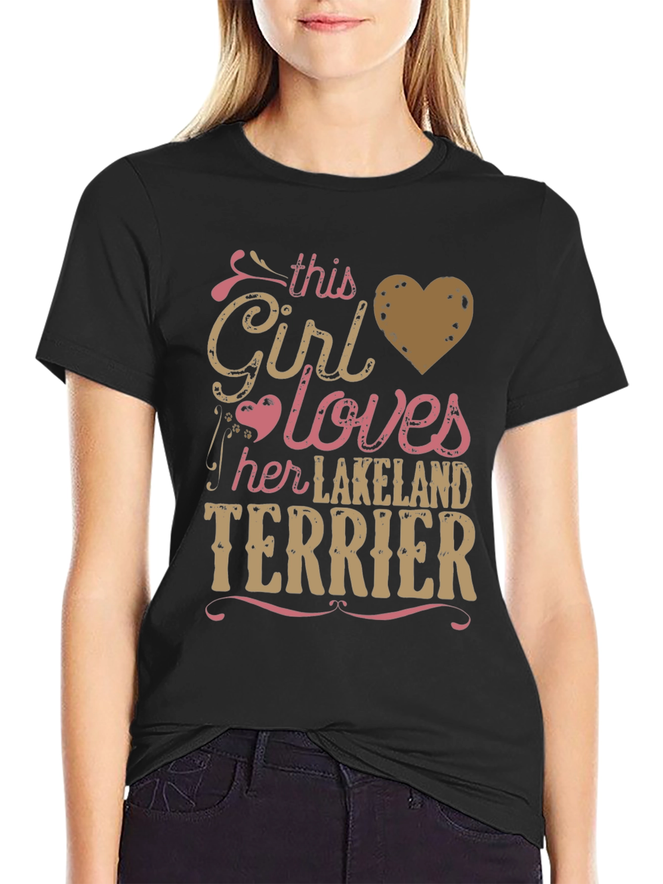 Black Girl Loves Lakeland Terrier Tee - Black view 2