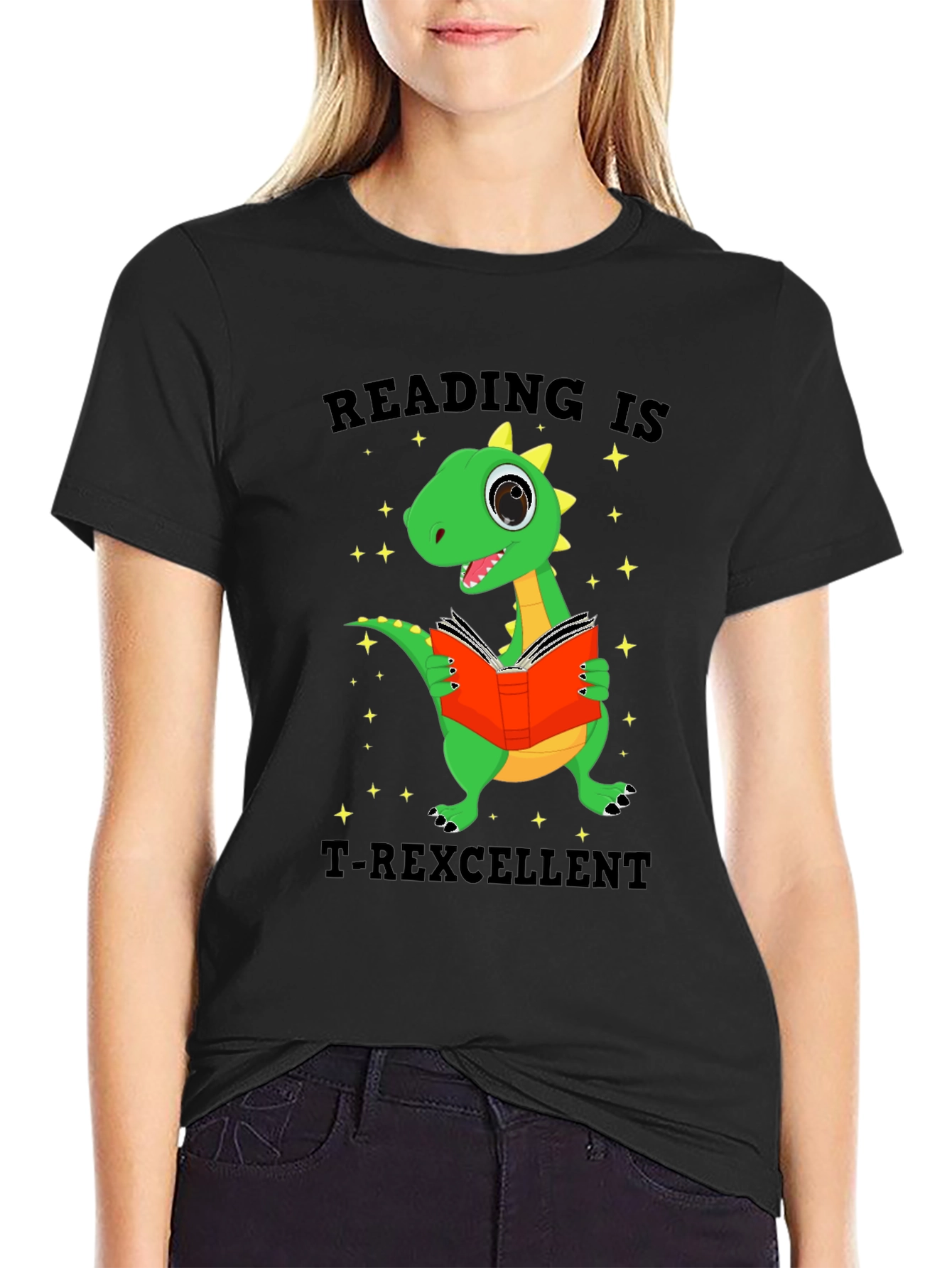 Black Reading is T-Rexcellent T-Shirt view 2