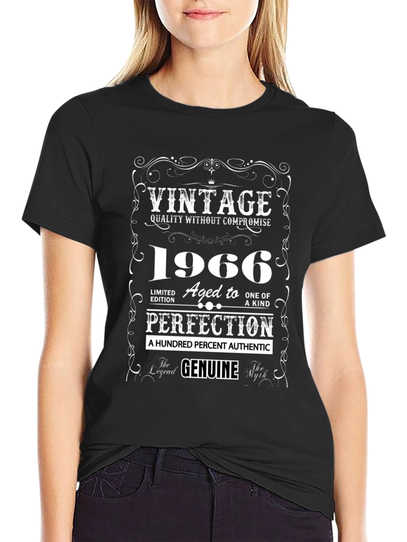 Black Vintage 1966 Aged to Perfection Graphic T-Shirt view 2