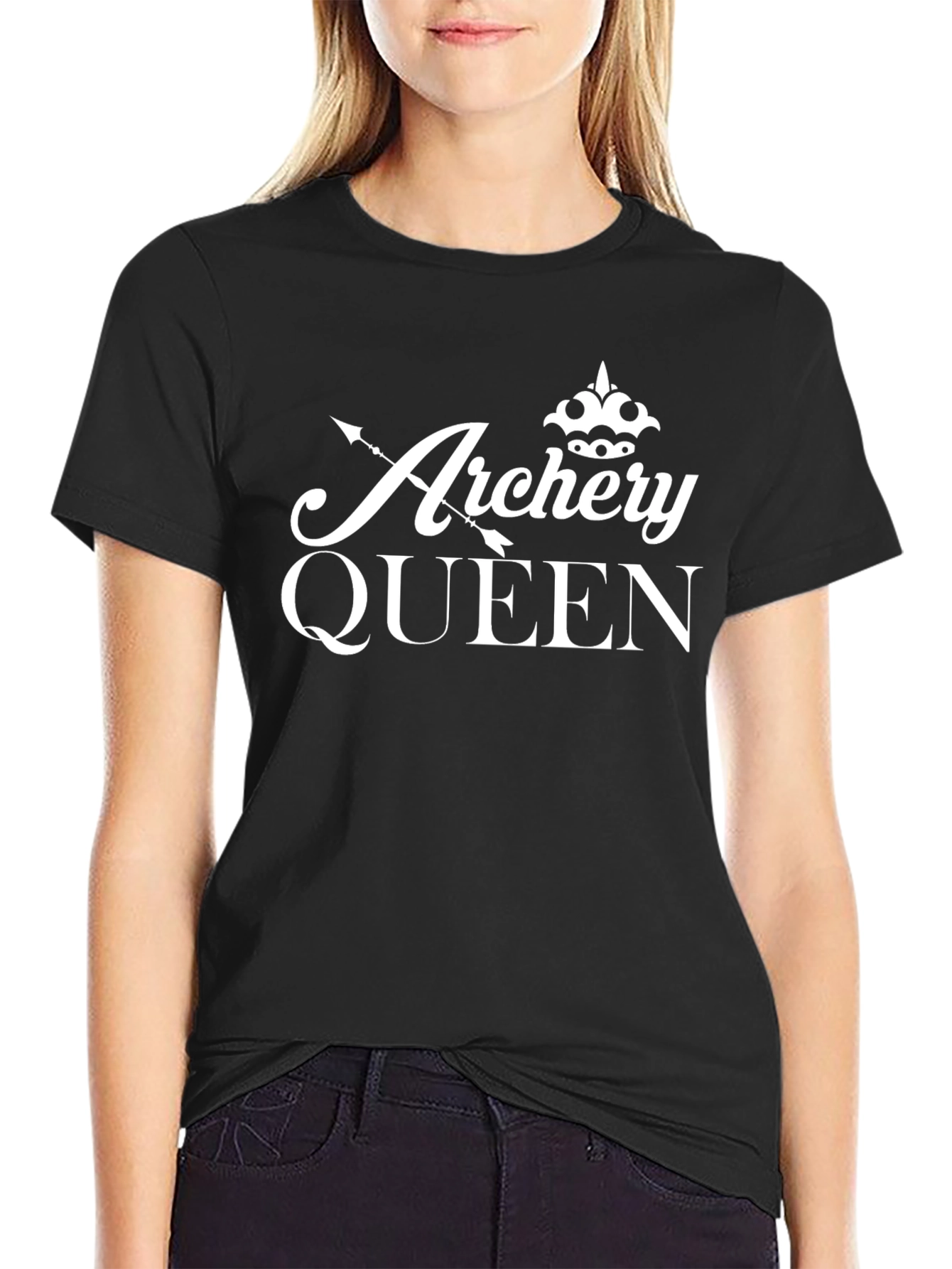 Black Archery Queen T-Shirt - Black Cotton Tee view 2
