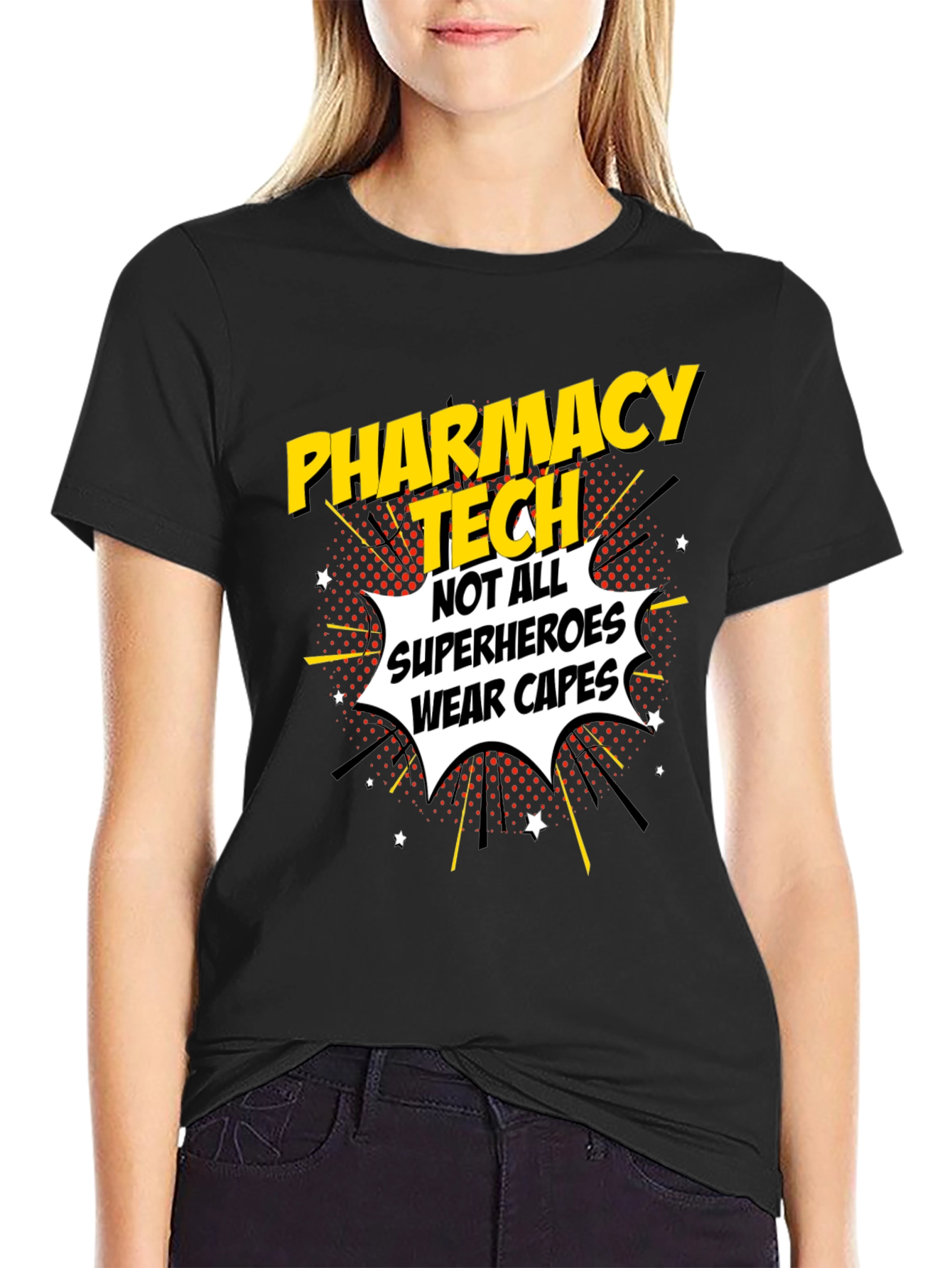 Black Pharmacy Tech Superhero Graphic T-Shirt view 2
