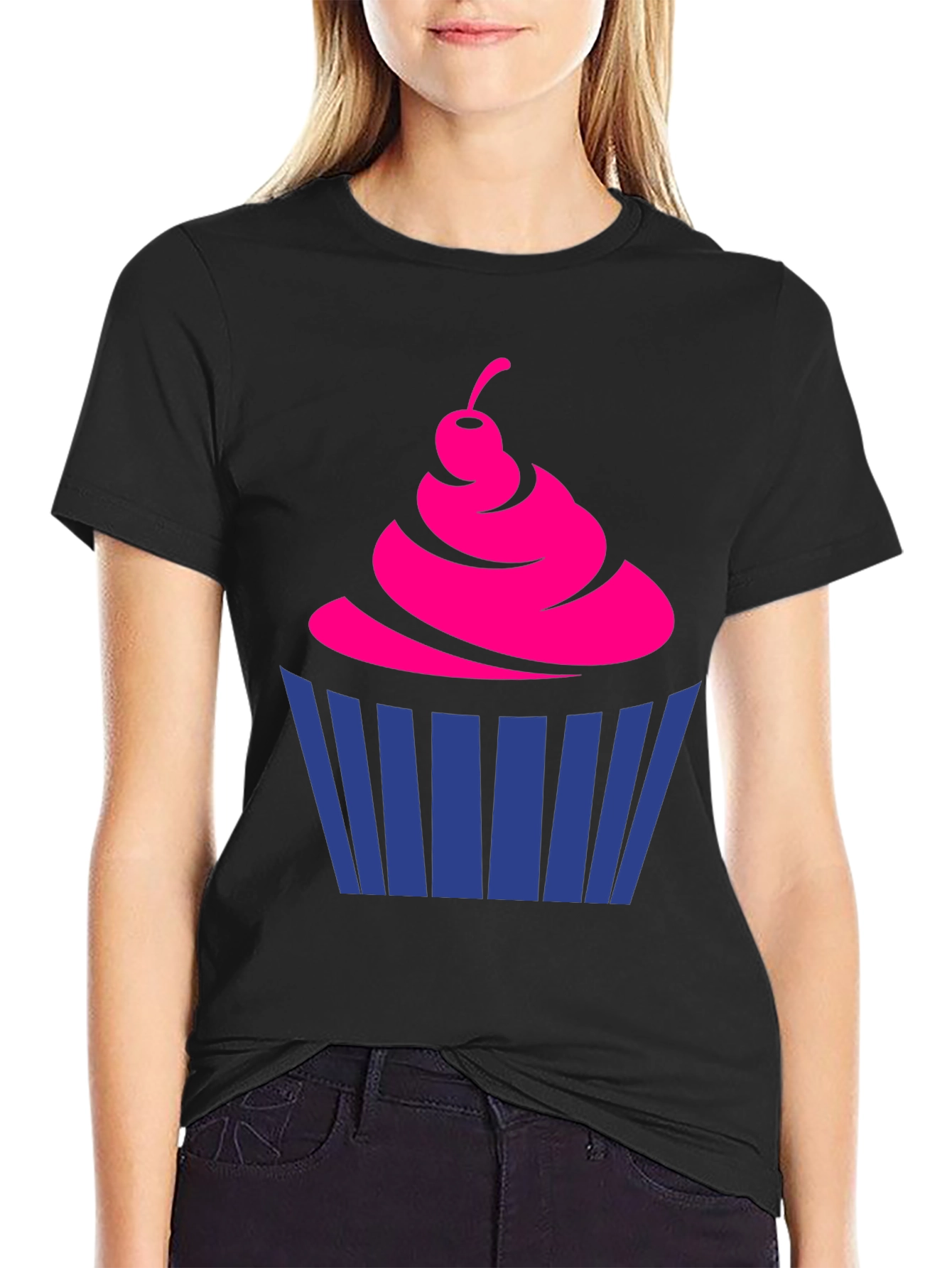 Black Fun Cupcake Graphic Tee - Casual Style view 2