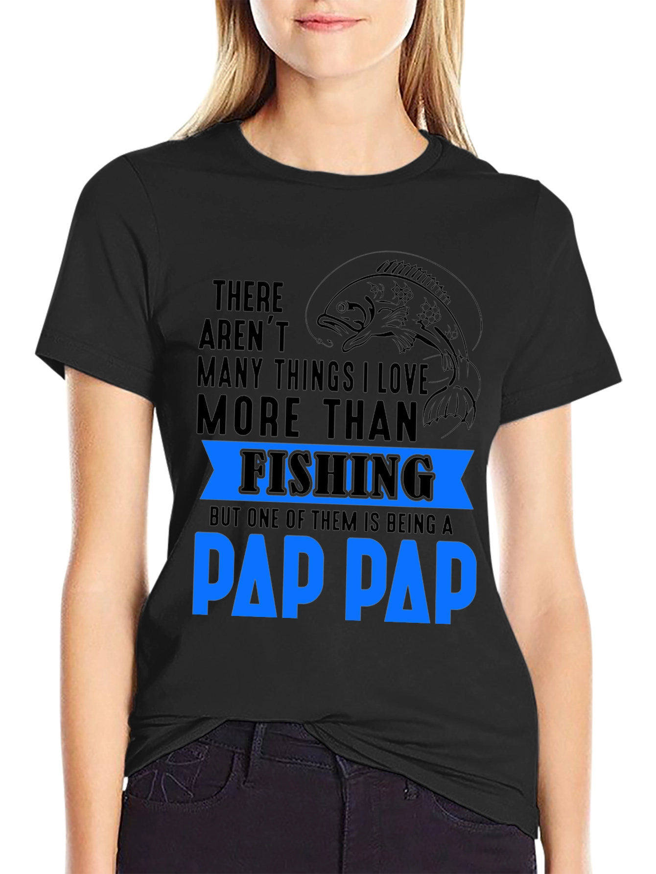 Black Fishing Pap Pap T-Shirt view 2