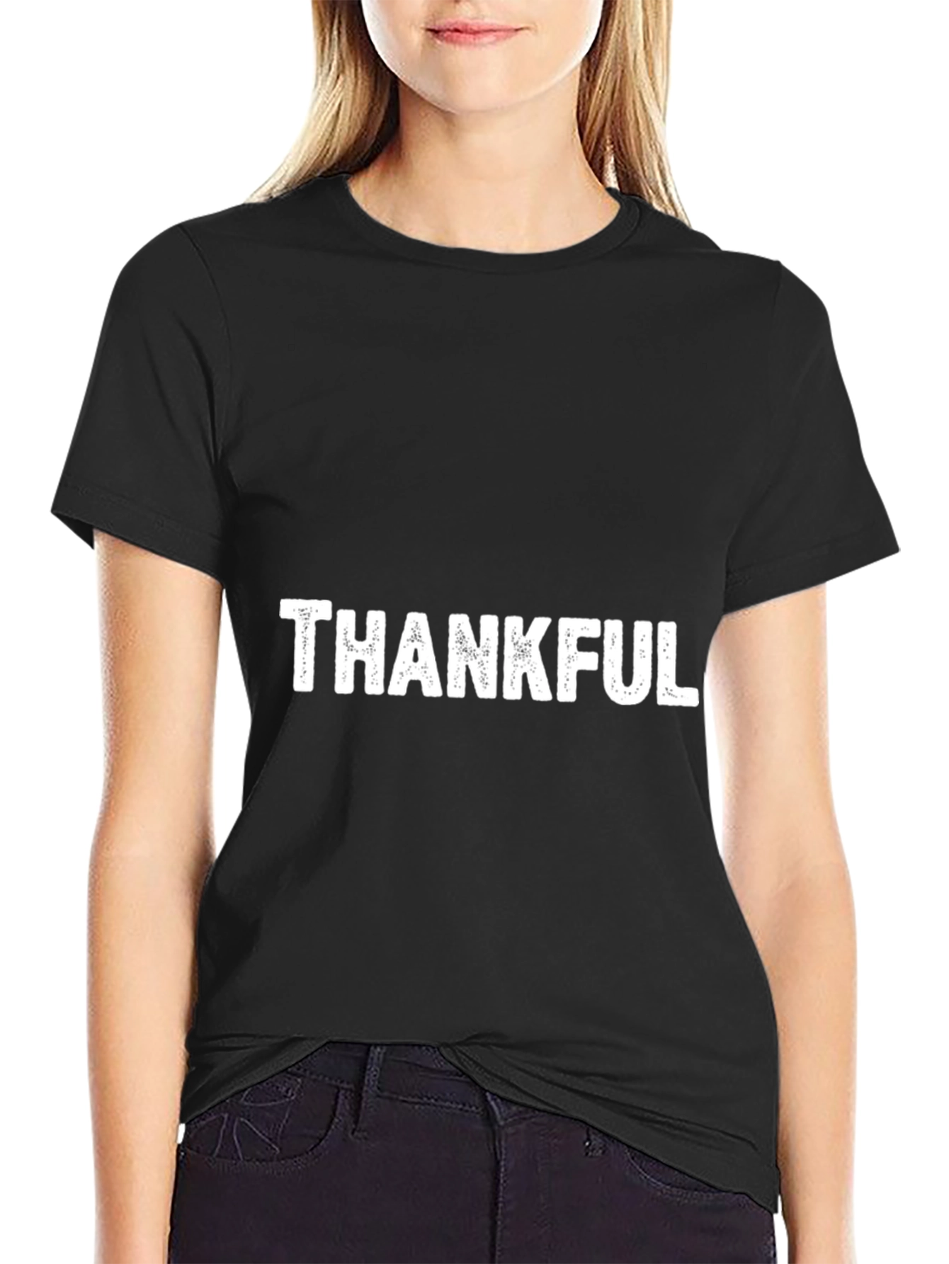 Black Thankful Graphic Tee - Soft Cotton Blend view 2