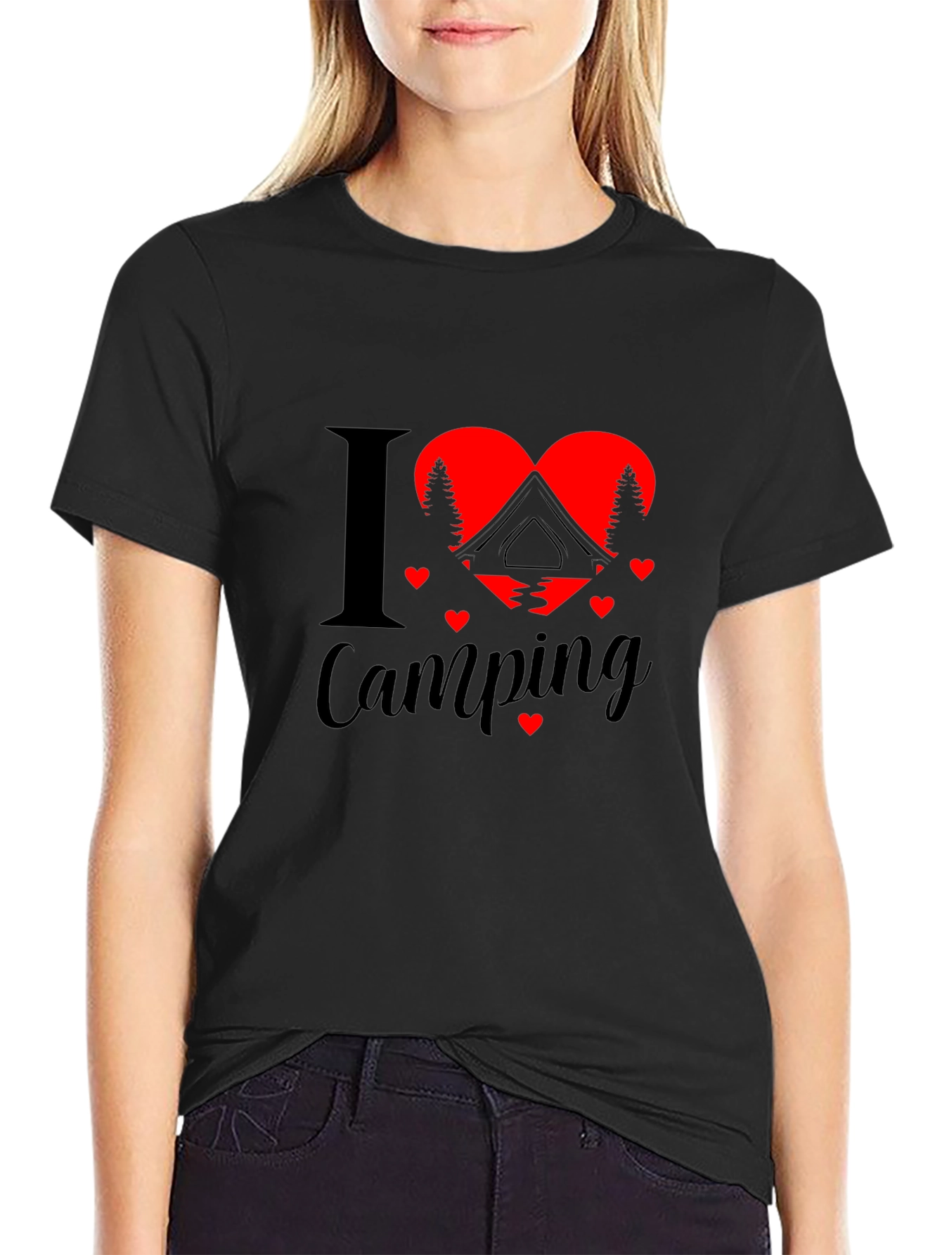 Black I Heart Camping Graphic T-Shirt view 2