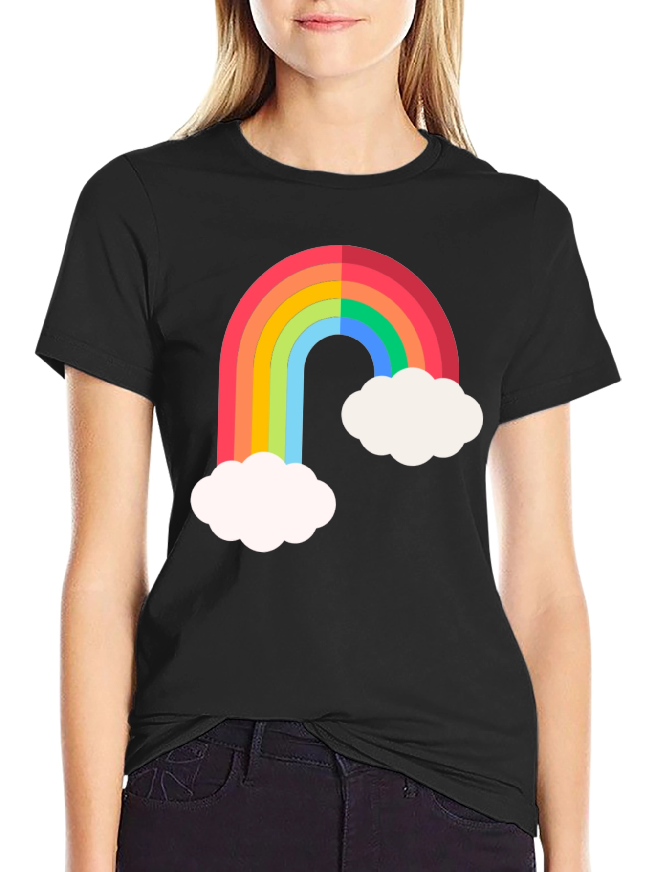Black Rainbow & Cloud Graphic Tee view 2
