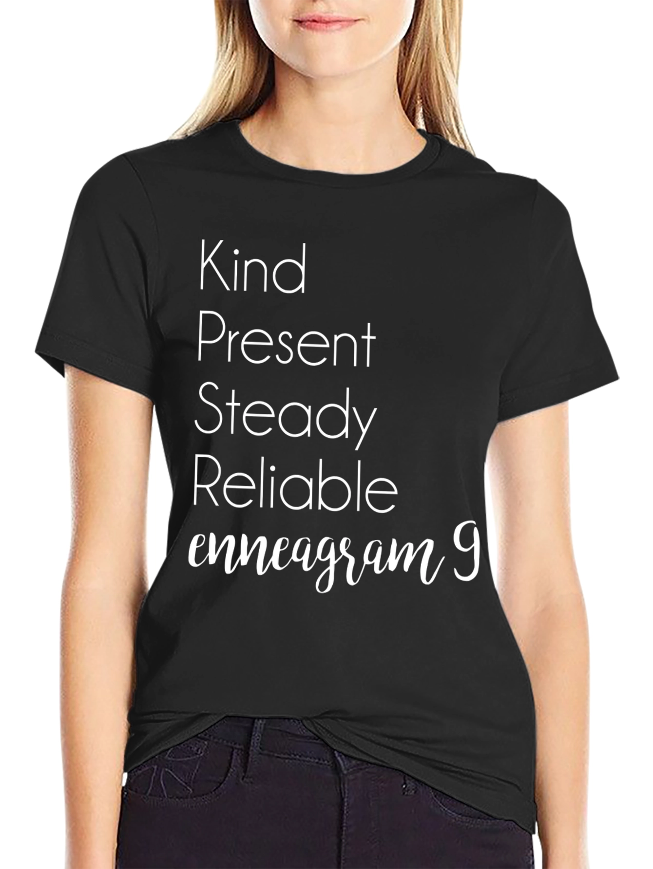 Black Kind, Present, Enneagram 9 Black Tee view 2