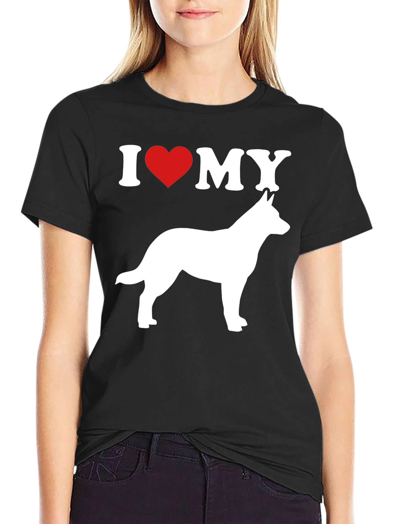 Black I Love My Dog T-Shirt - Black Cotton Blend - Pet Lover Gift view 2