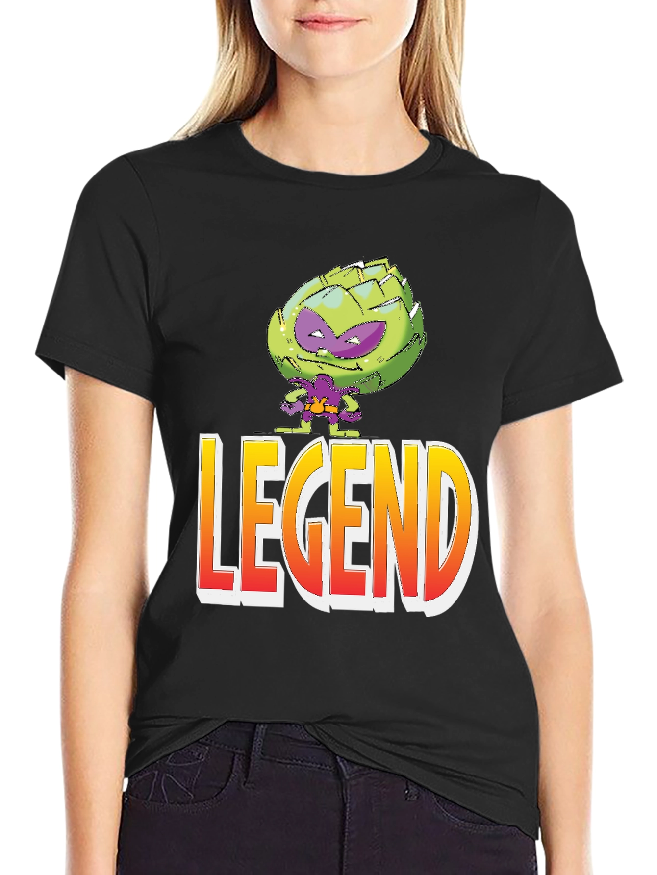 Black Artichoke Legend Graphic T-Shirt - Black Cotton Tee view 2