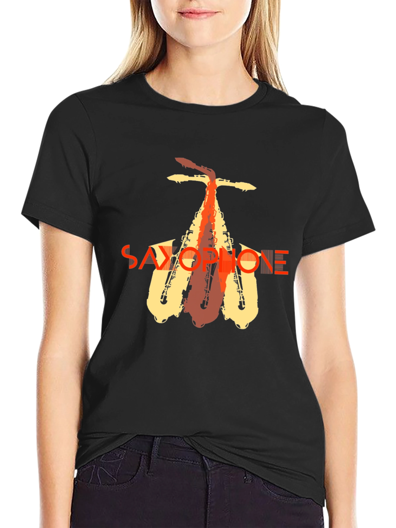 Black Saxophone Graphic Tee - Stylish Music Lover T-Shirt view 2