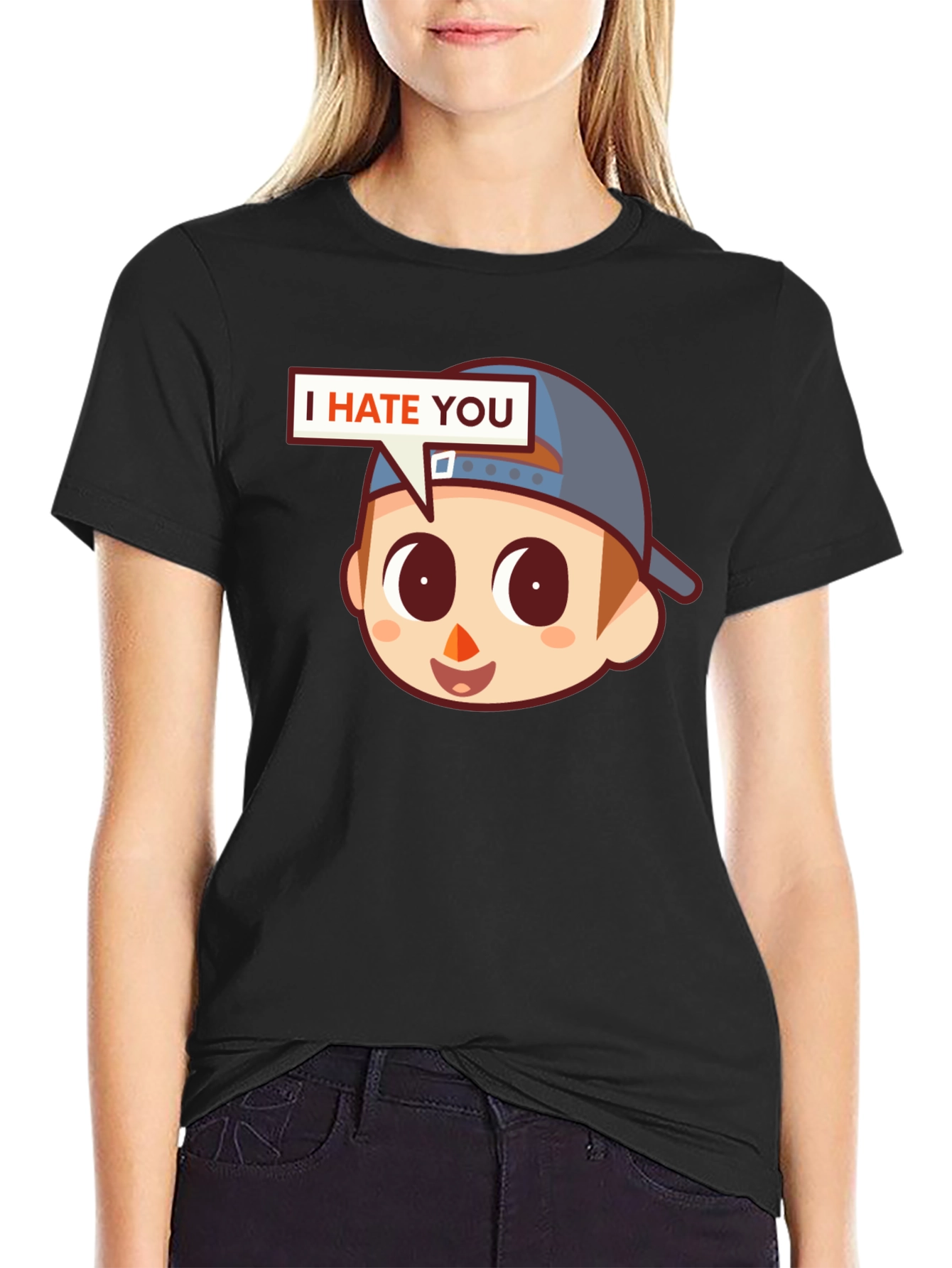 Black I Hate You Graphic Tee - Funny Novelty Shirt view 2
