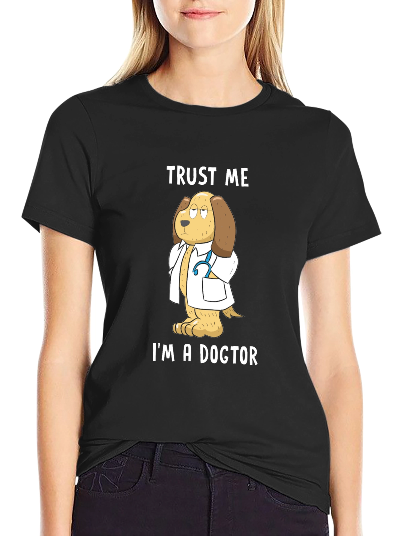Black Trust Me I'm A Dogtor T-Shirt view 2