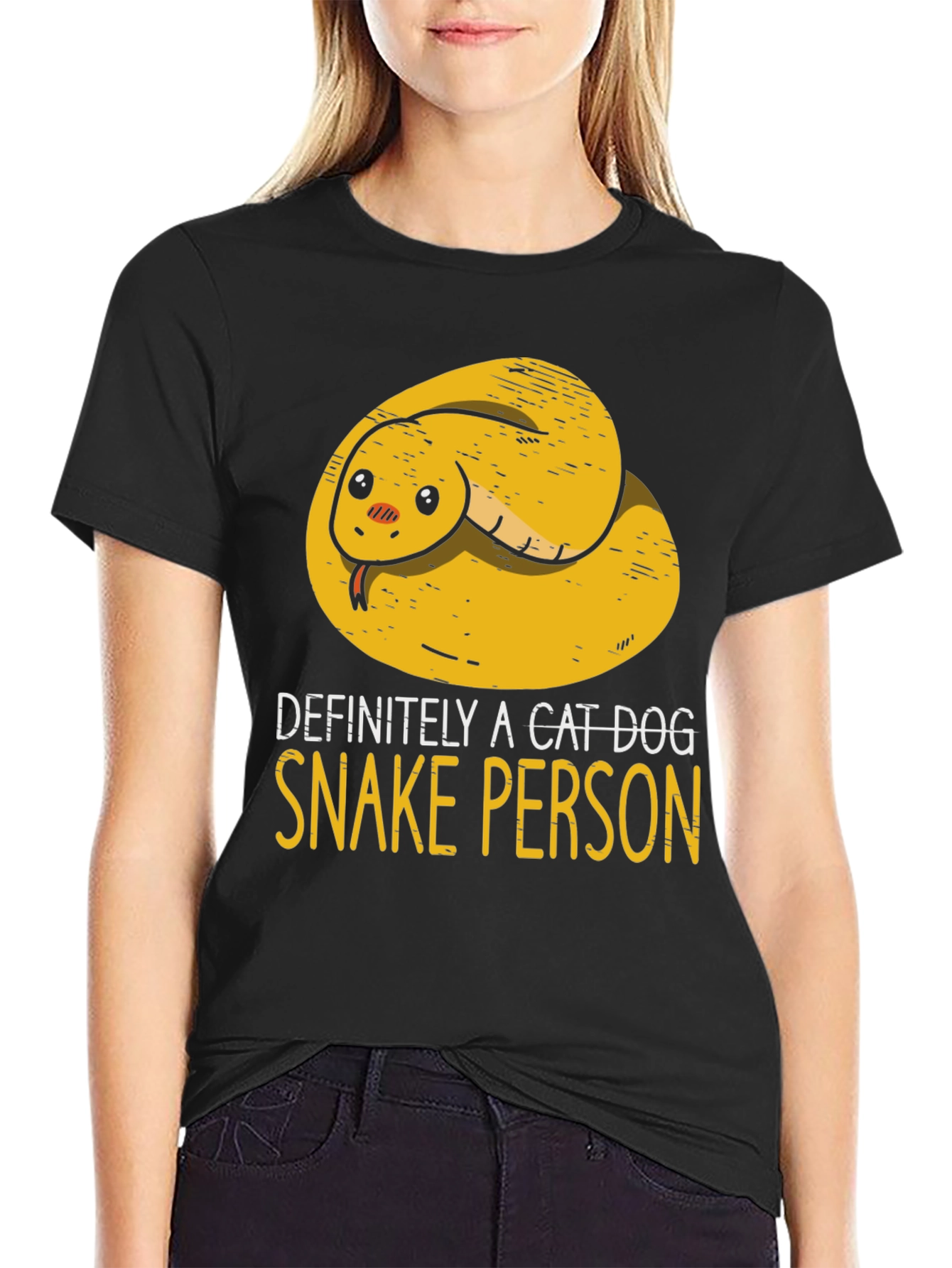 Black Funny Snake Person T-Shirt view 2
