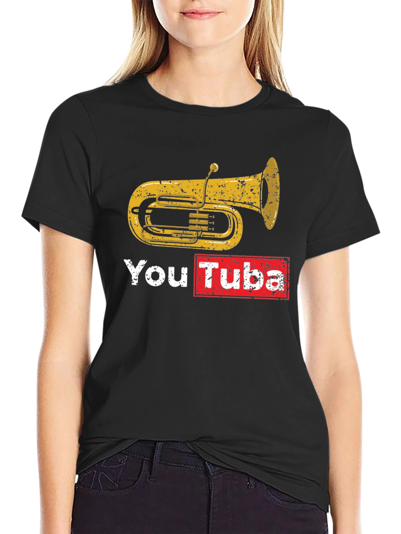 Black You Tuba Graphic T-Shirt - Musician's Novelty Tee view 2