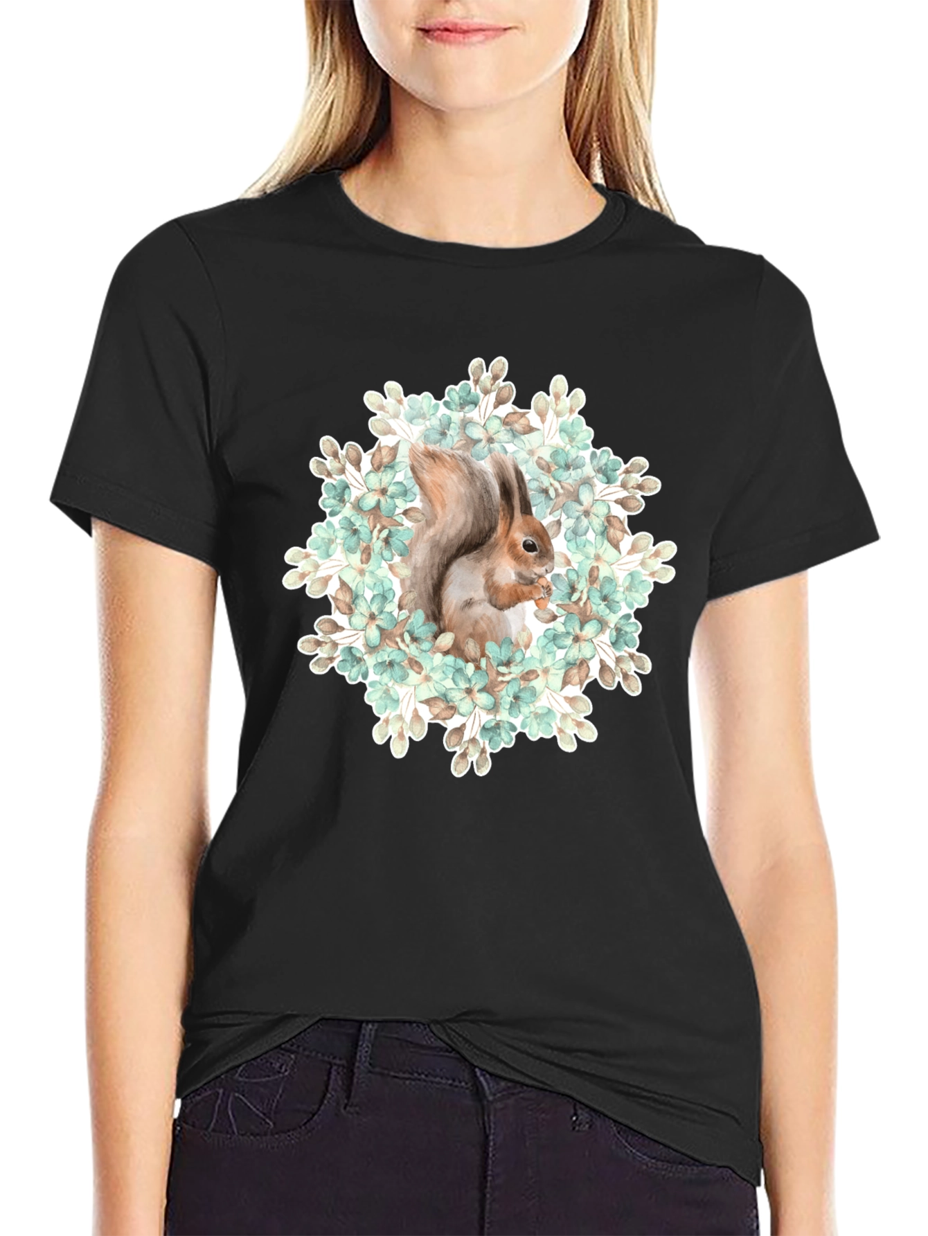 Squirrel Floral T-Shirt - Nature Graphic Tee - 2