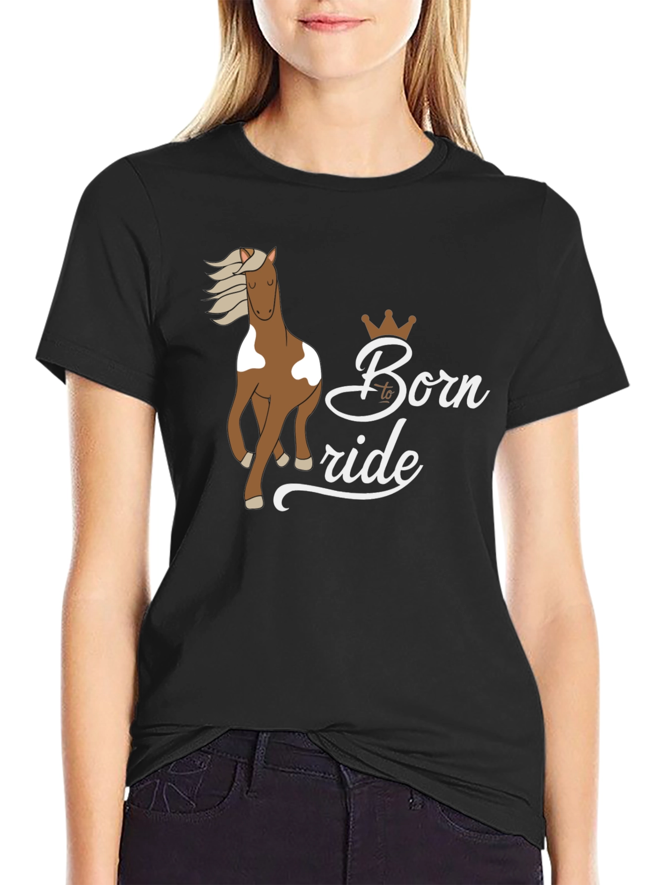 Black Born to Ride Horse T-Shirt view 2