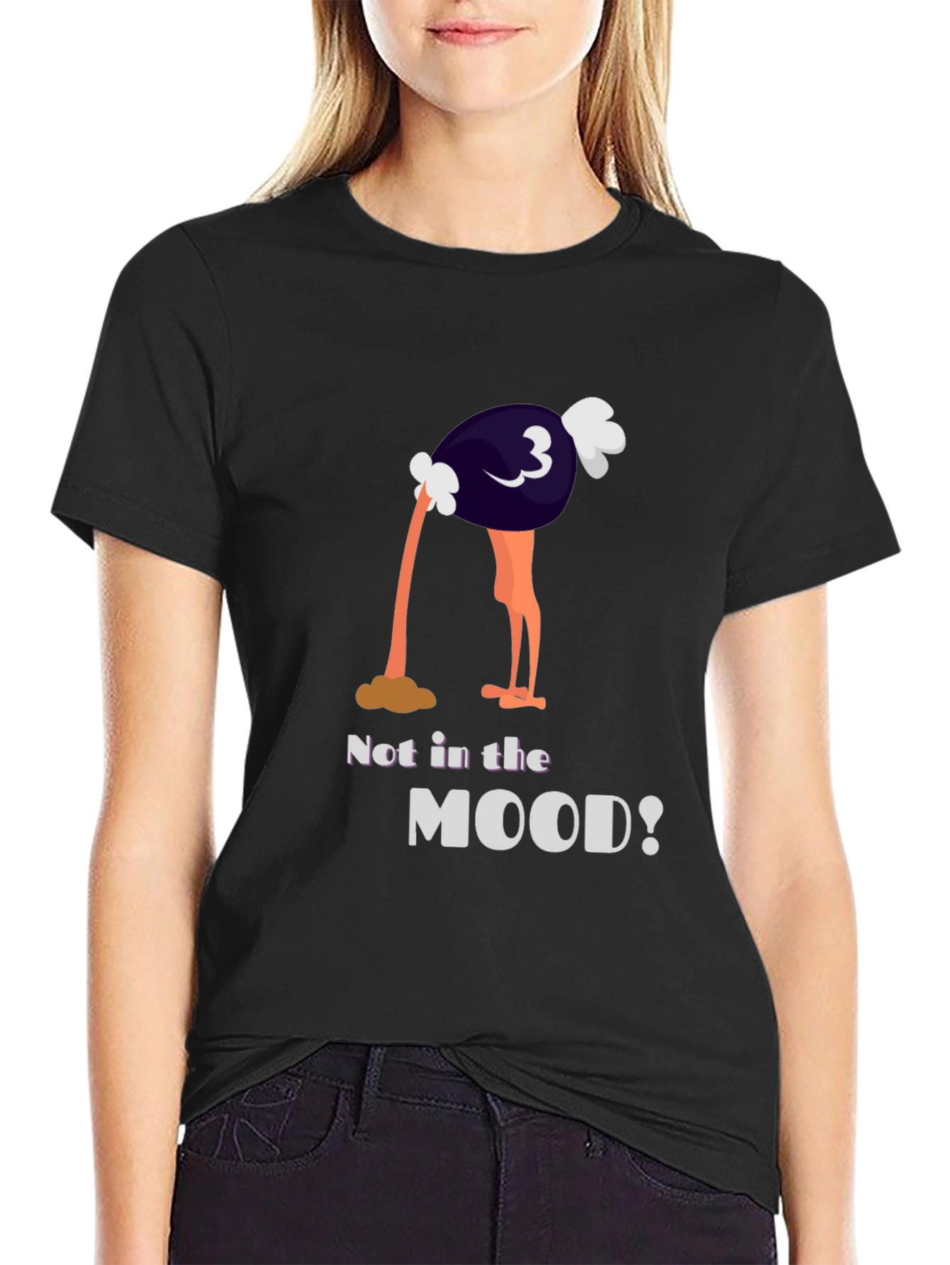 Black Not in the Mood Ostrich Graphic Tee view 2