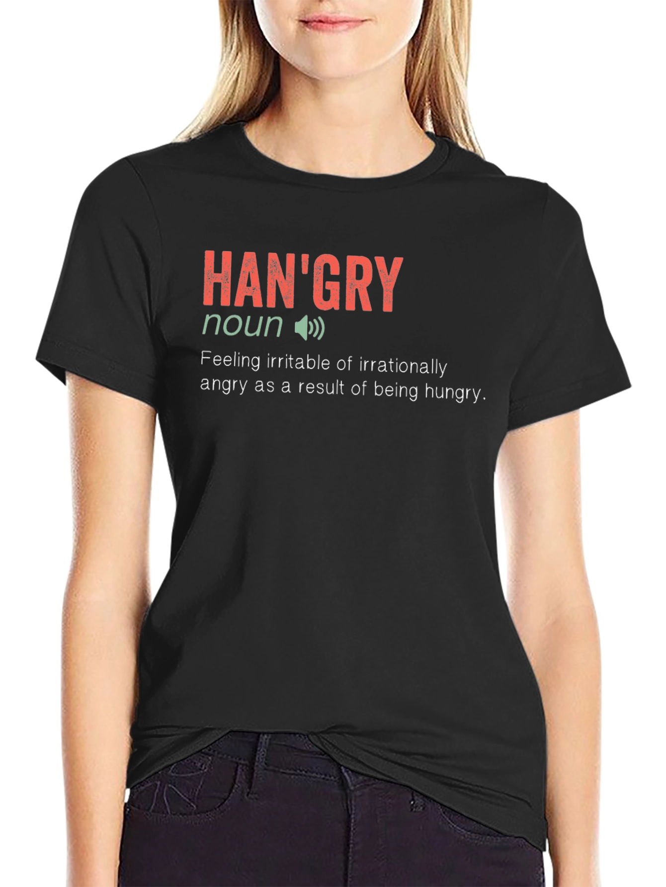 Black Hangry Definition T-Shirt - Funny Hungry Tee view 2