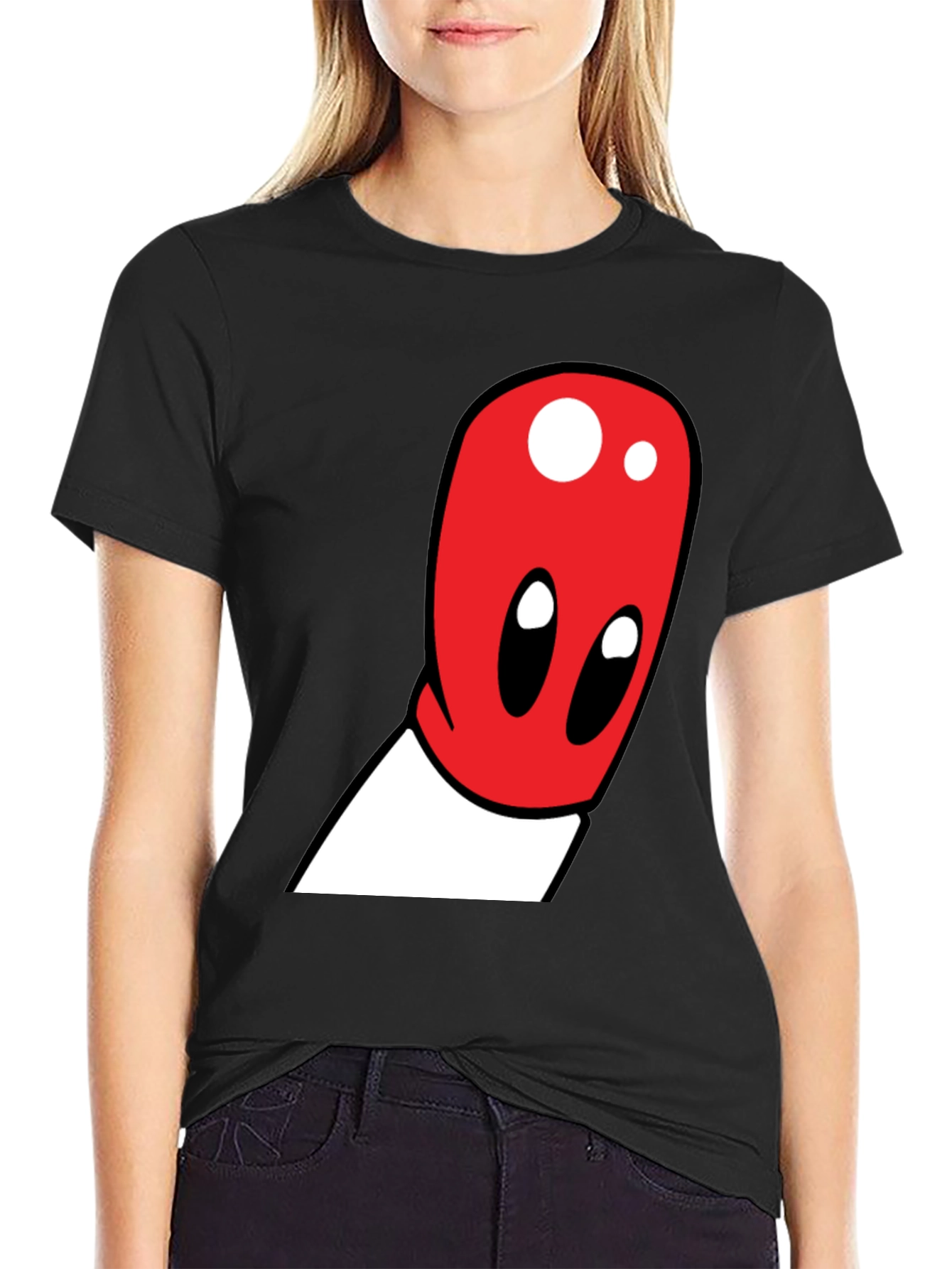 Black Cartoon Character Graphic Tee - Black view 2