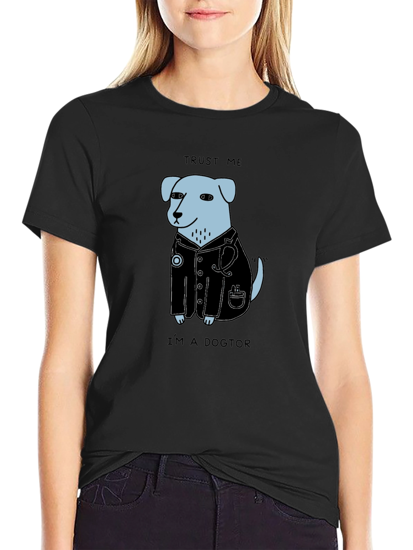 Black Trust Me I'm a Dogtor T-Shirt view 2