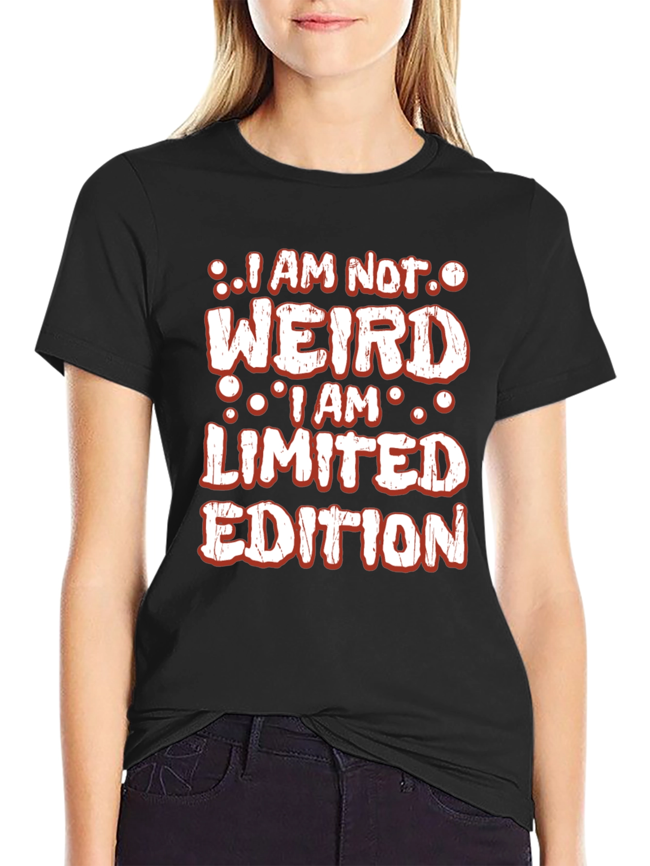 Black I am not weird T-shirt view 2