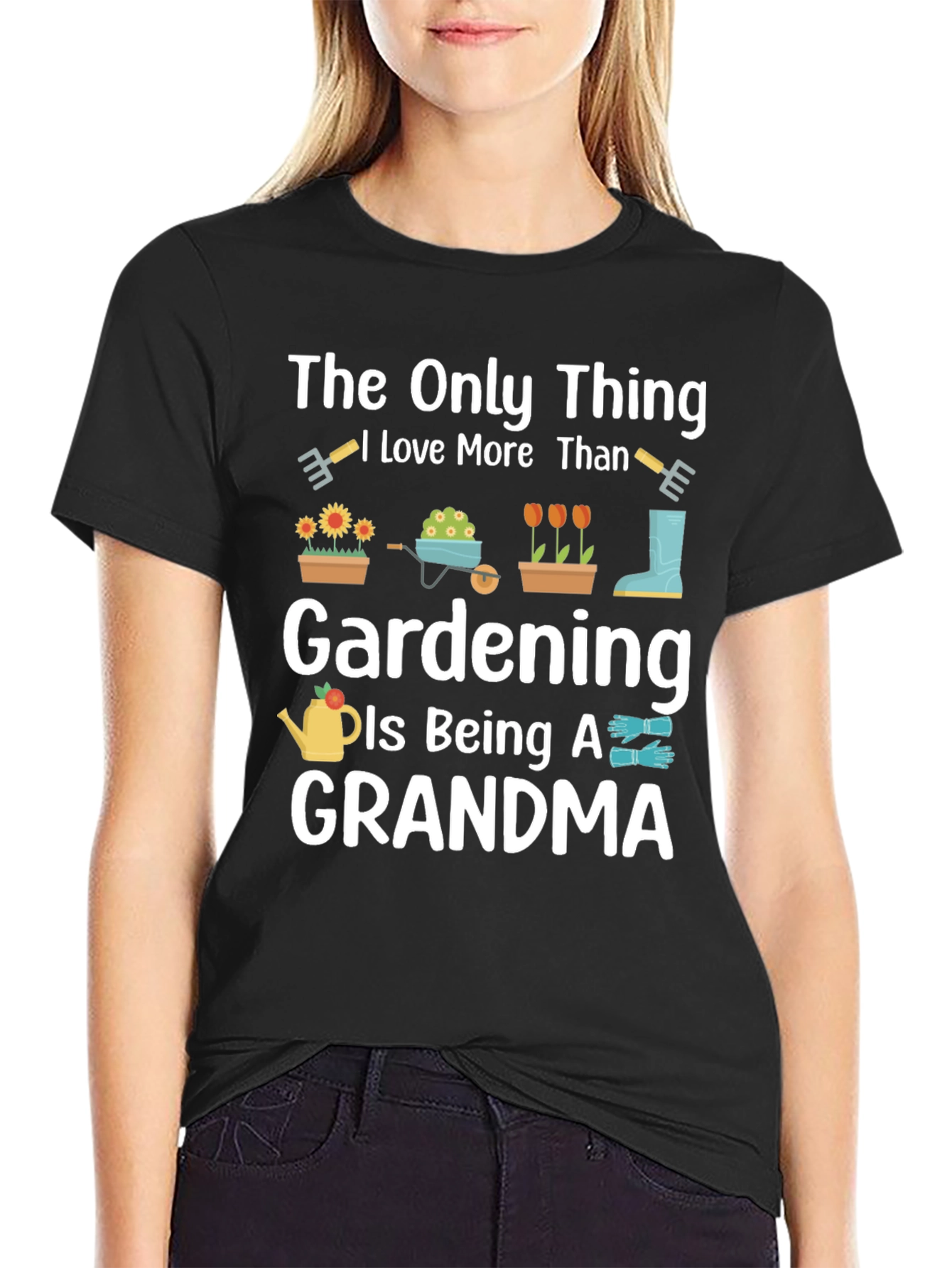 Black Gardening Grandma T-Shirt view 2