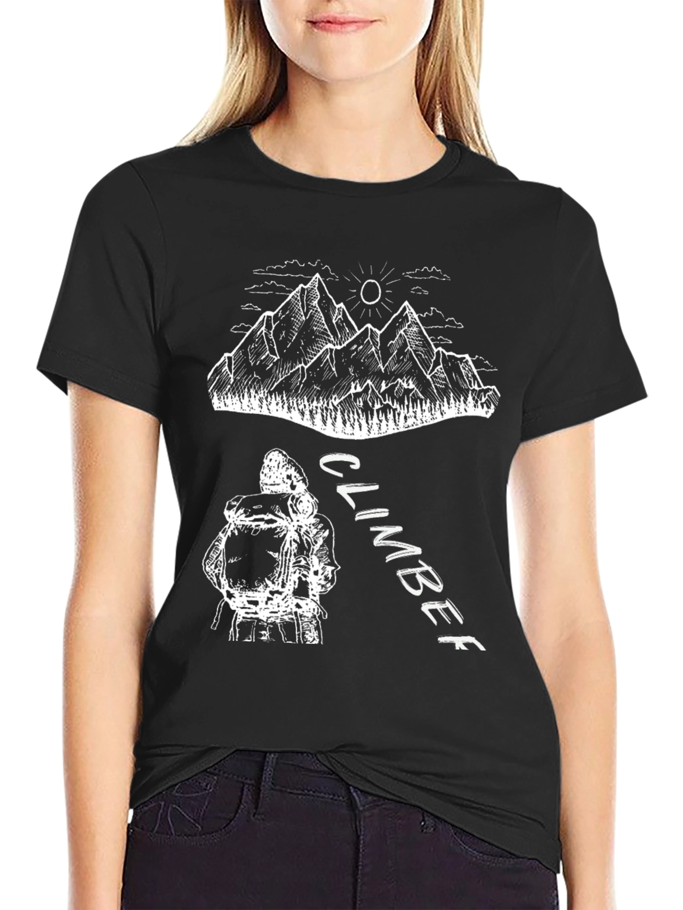 Black Climber Graphic T-Shirt - Mountain Adventure Tee view 2