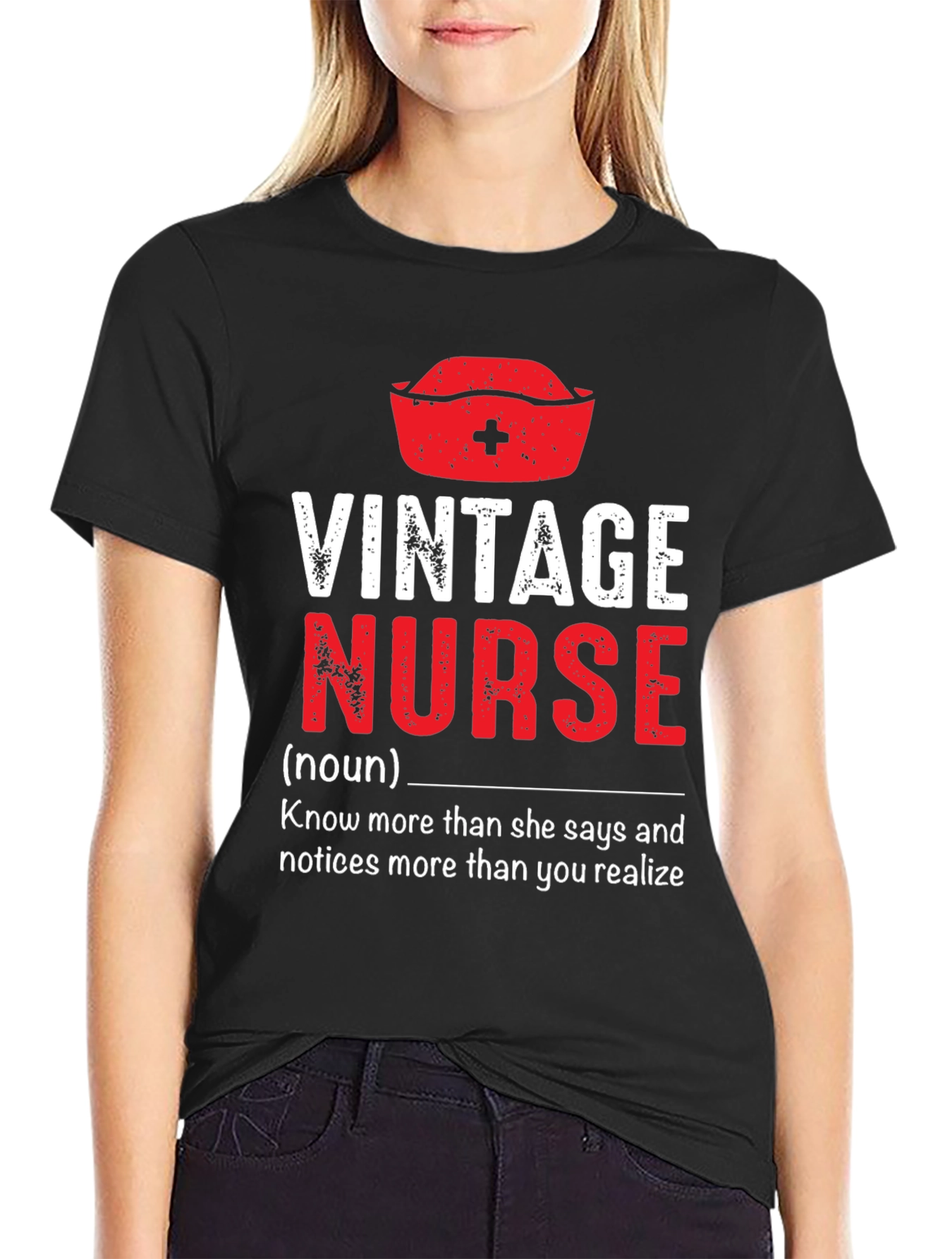 Black Vintage Nurse T-Shirt - Funny Nursing Gift view 2