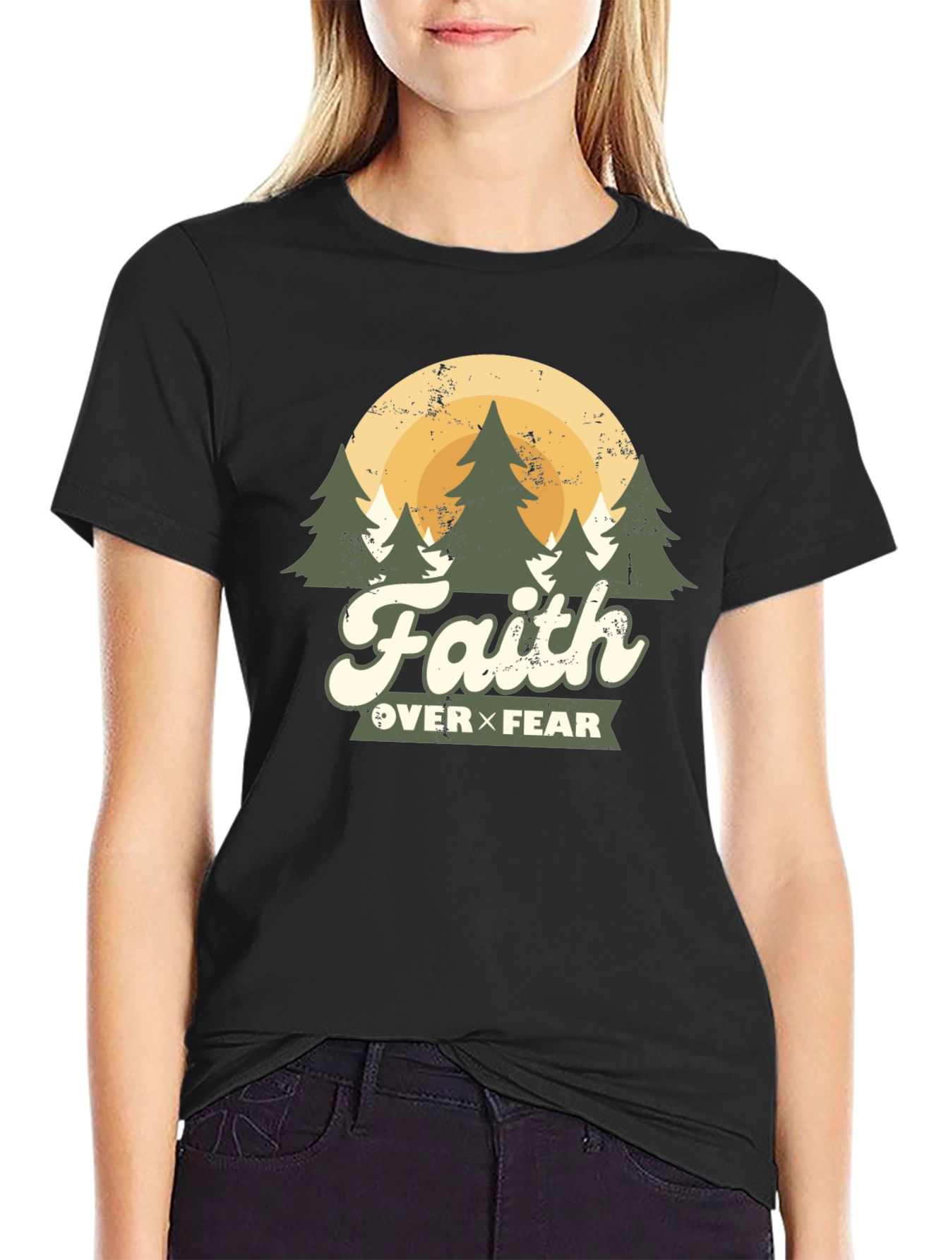 Black Faith Over Fear Graphic Tee view 2