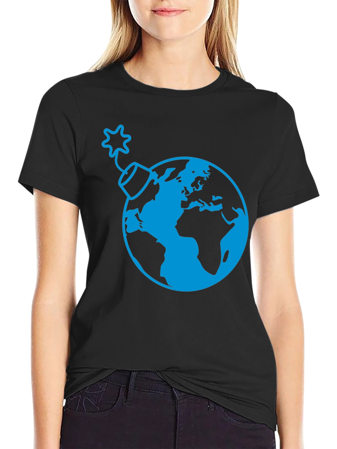 Black Earth Bomb Graphic Tee - Stylish Black T-Shirt view 2