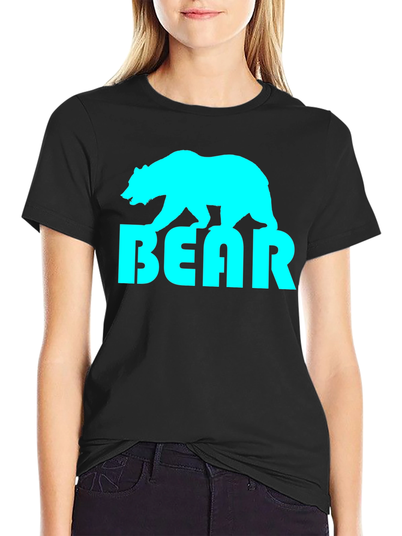 Black Cool Bear Graphic Tee - Stylish Black T-Shirt view 2