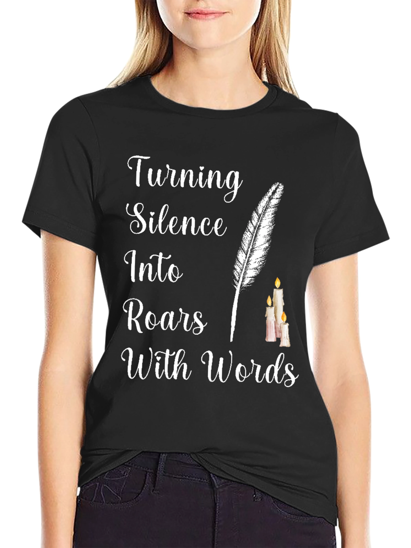 Black Turning Silence into Roars with Words T-Shirt view 2