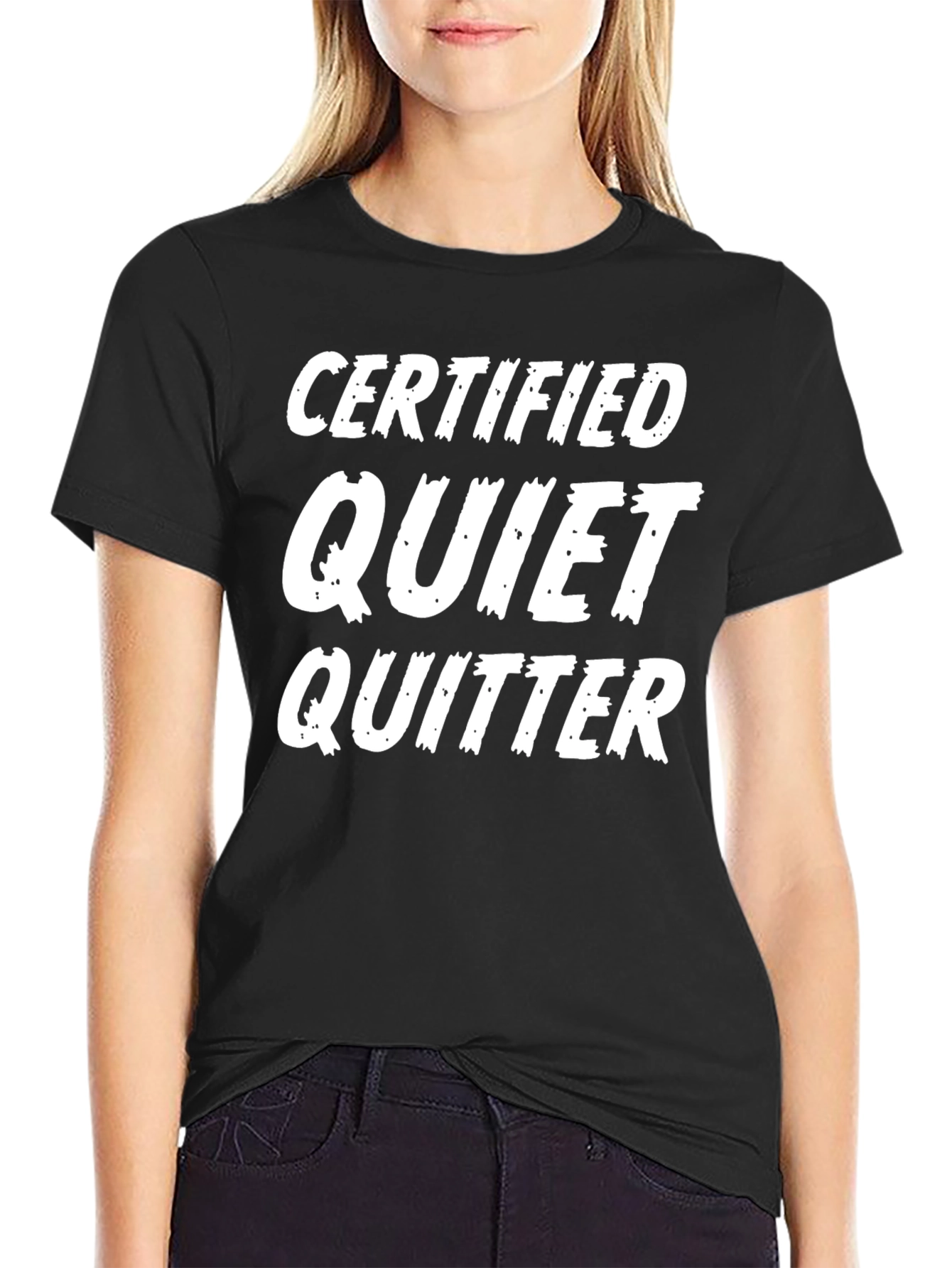 Black Certified Quiet Quitter Black Graphic Tee view 2