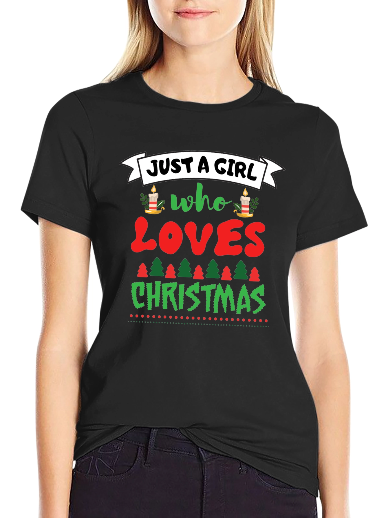 Just A Girl Who Loves Christmas Graphic Tee - 2