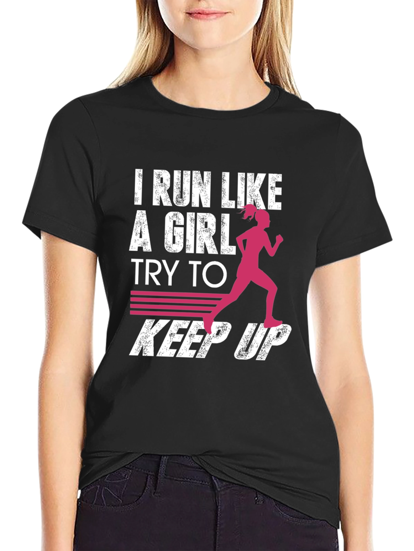 Black I Run Like a Girl Graphic T-Shirt view 2