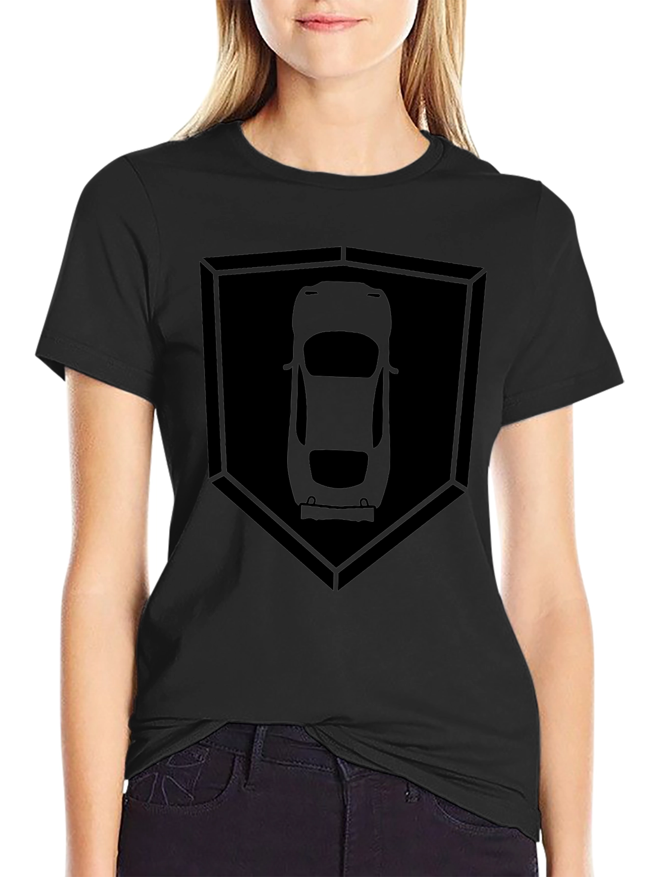 Black Car Silhouette Shield T-Shirt view 2
