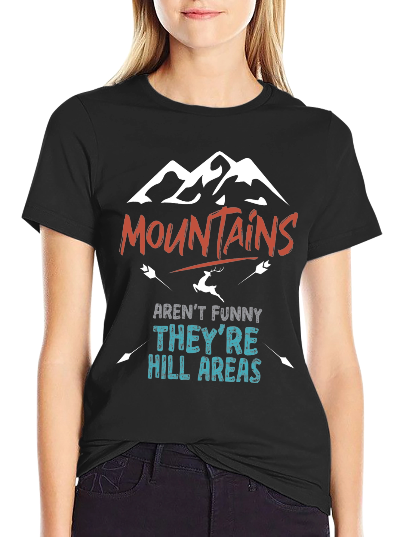 Black Mountains Aren't Funny Men's Black T-Shirt view 2