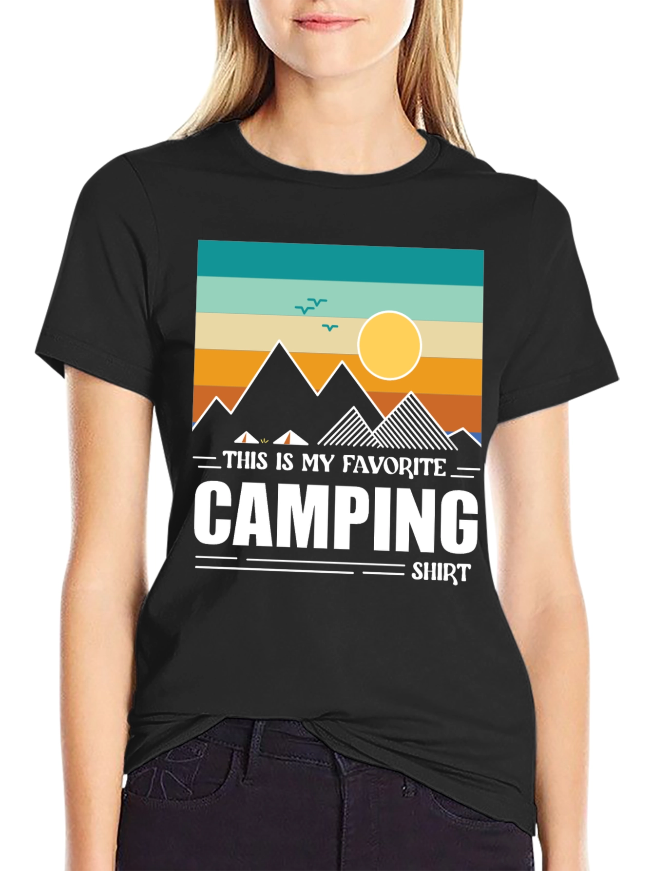 Black Camping Favorite Shirt Graphic Tee view 2