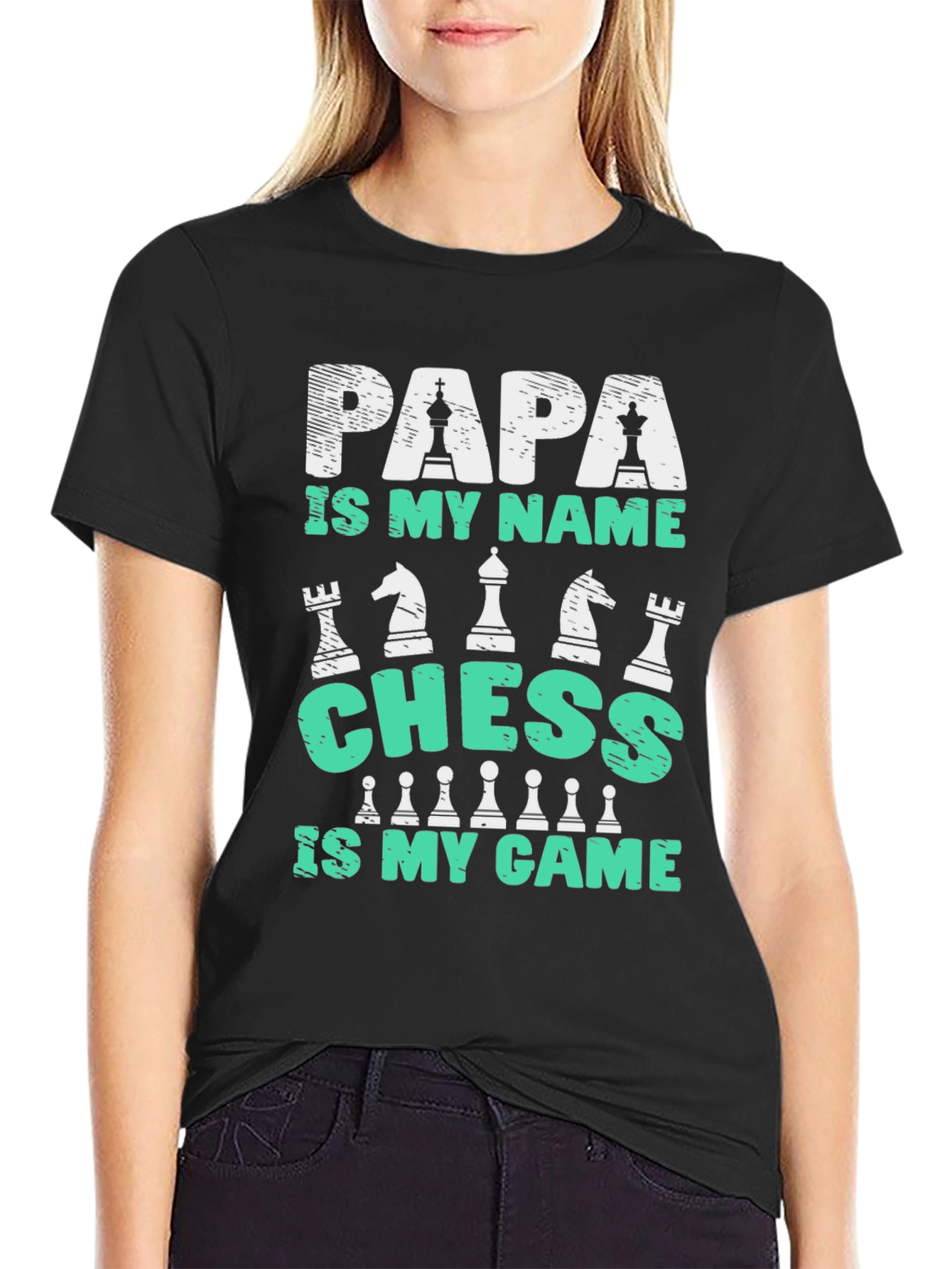 Black Papa Chess T-Shirt - 'Is My Name Is My Game' Tee view 2