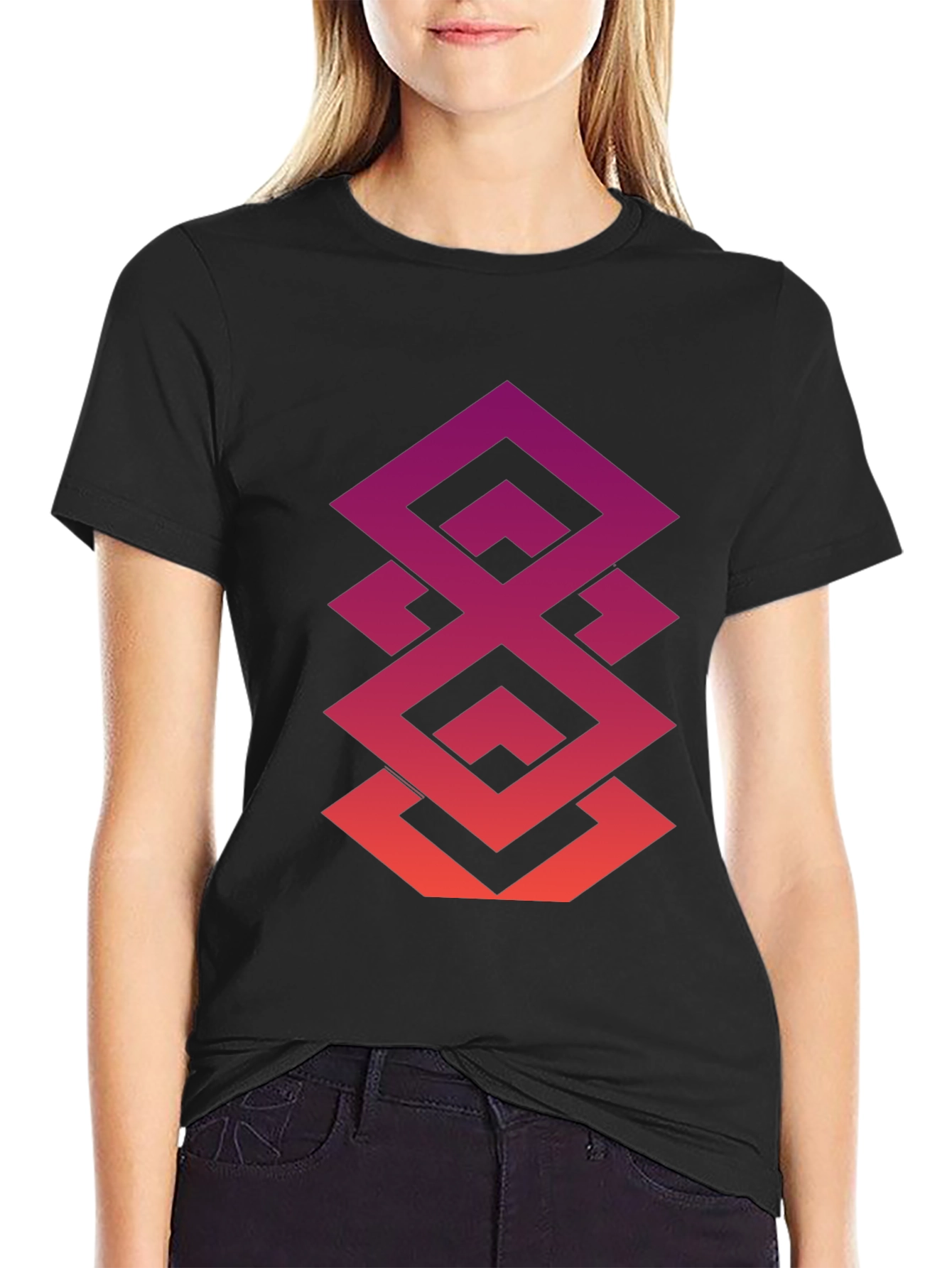 Black Geometric Gradient Tee - Modern Streetwear view 2