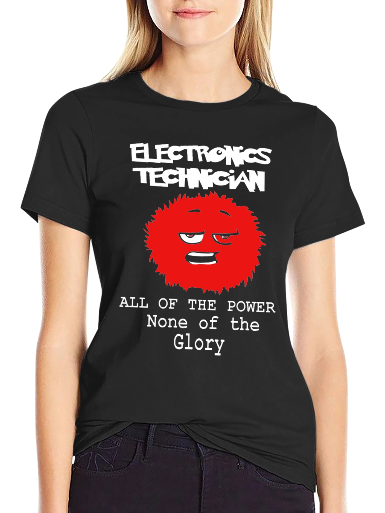 Black Electronics Technician Funny Graphic T-Shirt view 2