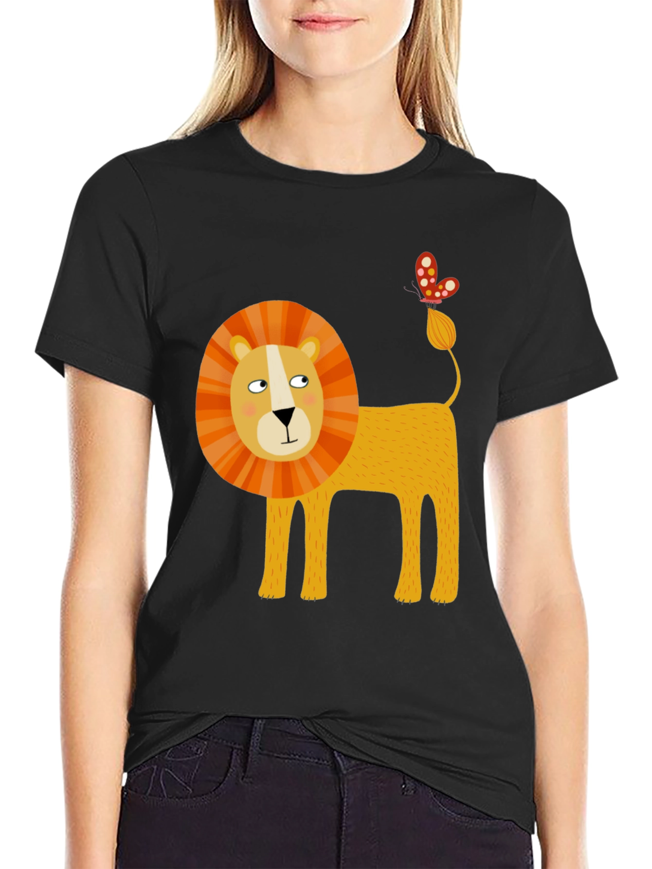 Black Lion & Butterfly Graphic Tee view 2