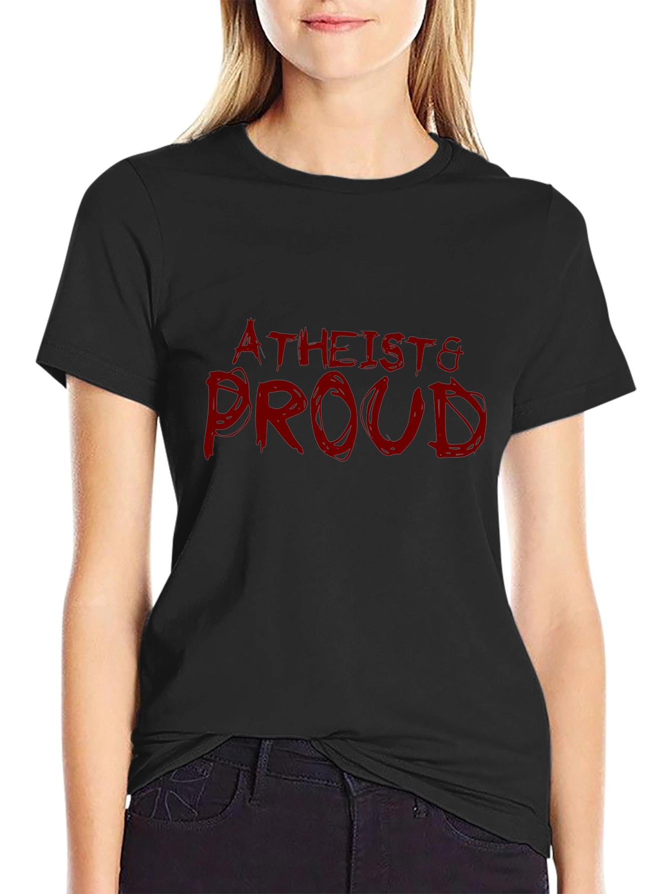 Black Atheist & Proud Graphic T-Shirt - Bold Statement Tee view 2